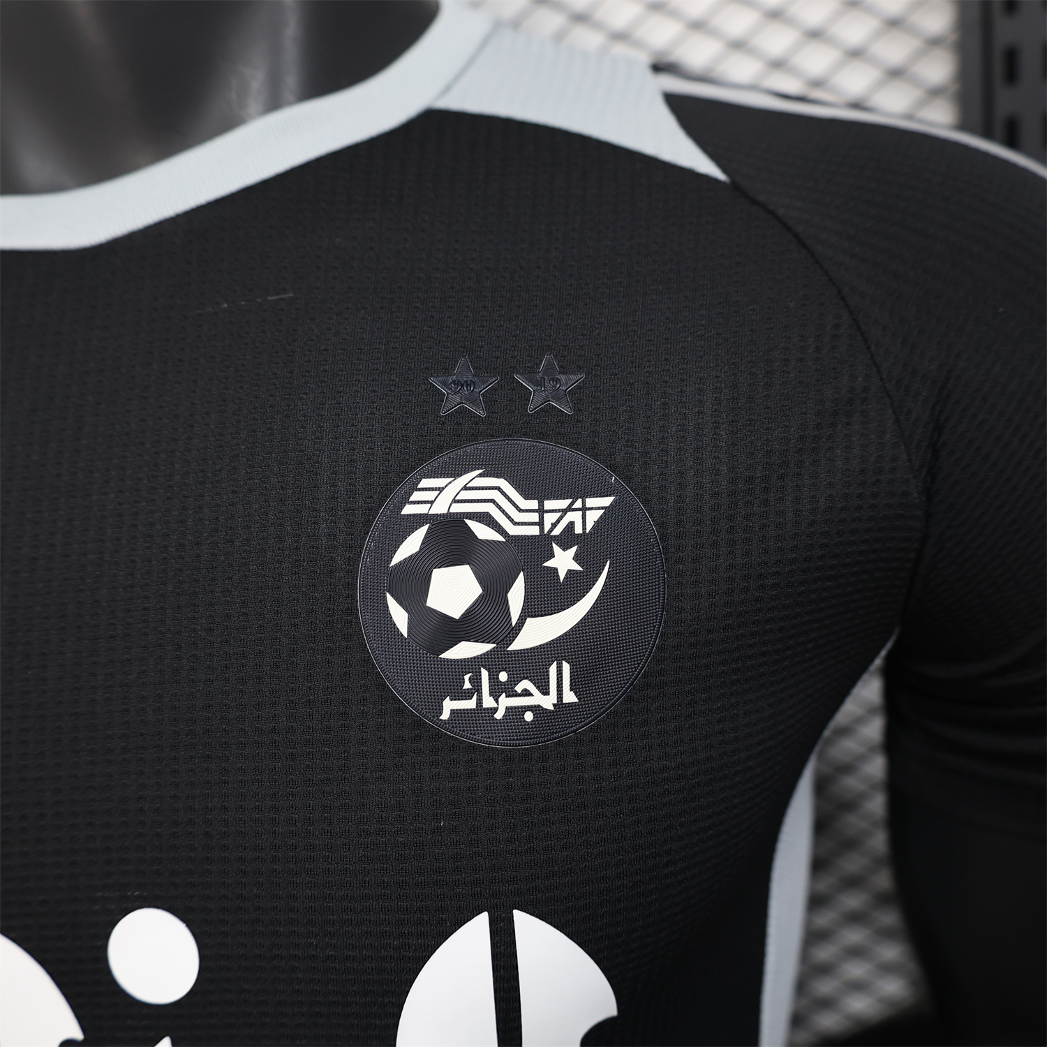 AlphaJersey-Algeria 25-26 Pure Black with White Chest Text Jersey - Player Version