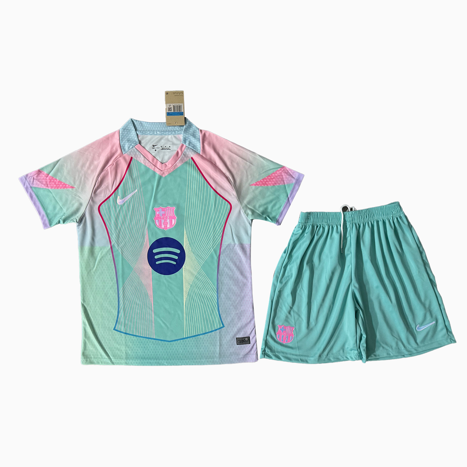 AlphaJersey-Barcelona 25-26 T90 Light Green Special Men's Adult Jersey Set - Fans Version