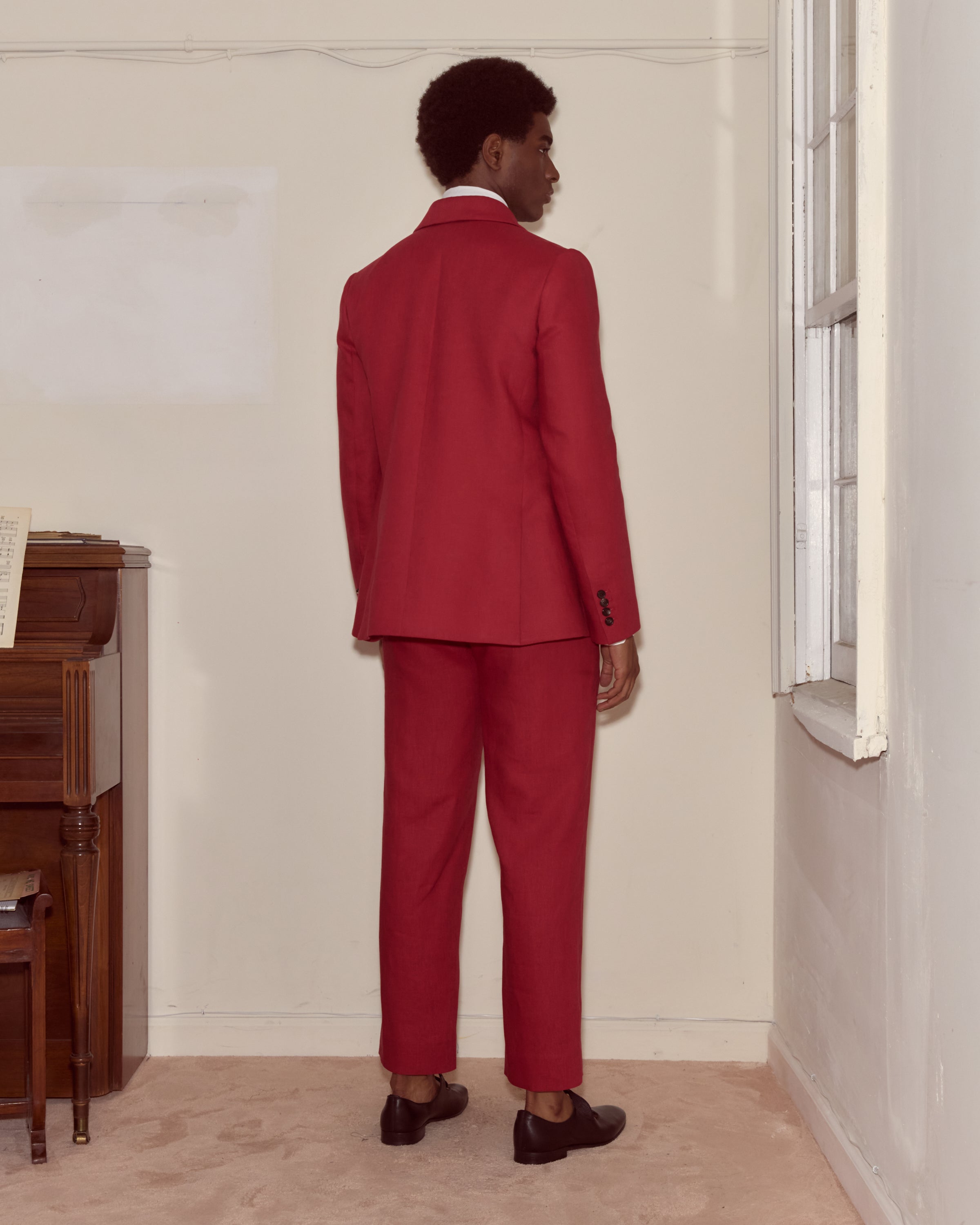 Lightweight Linen Double-Breasted Suit Jacket - Red | Modern Menswear by yycbvcnbmmnbm