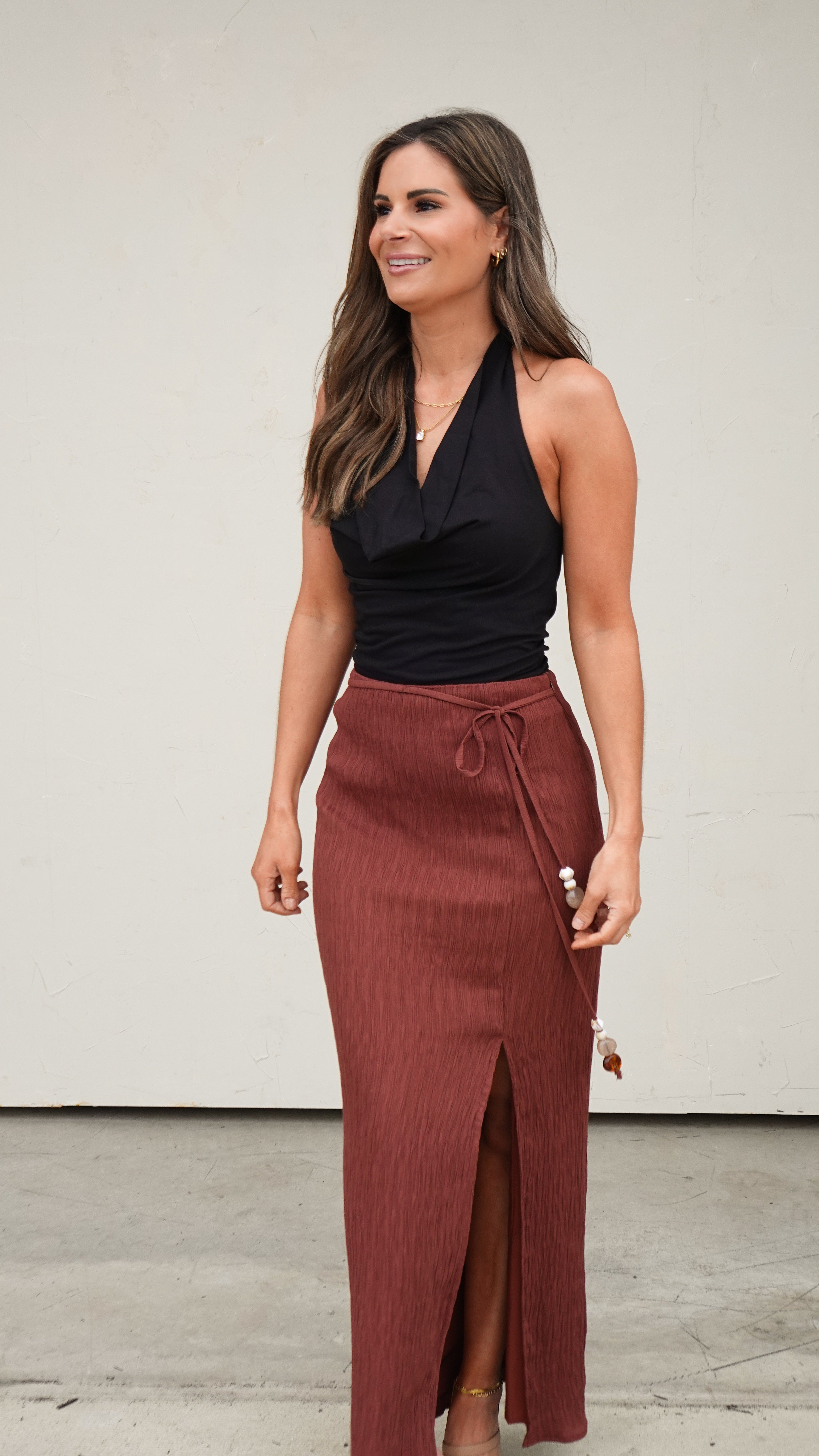 Black Cowl Neck Halter Top | Elegant Women's Fashion by coolavocek
