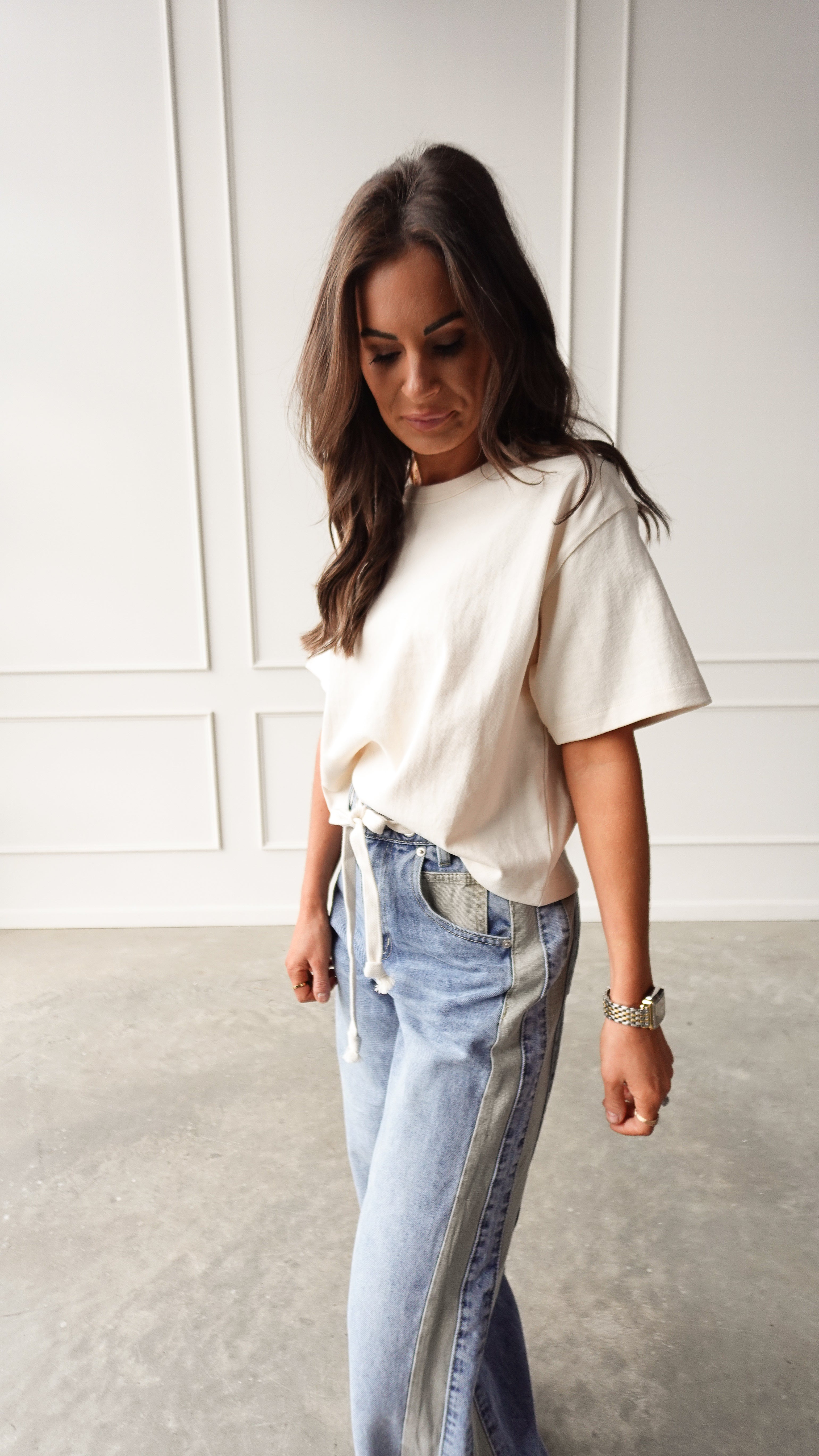 Oatmeal Short Sleeve Linen Tee | Elegant Women's Fashion by coolavocek
