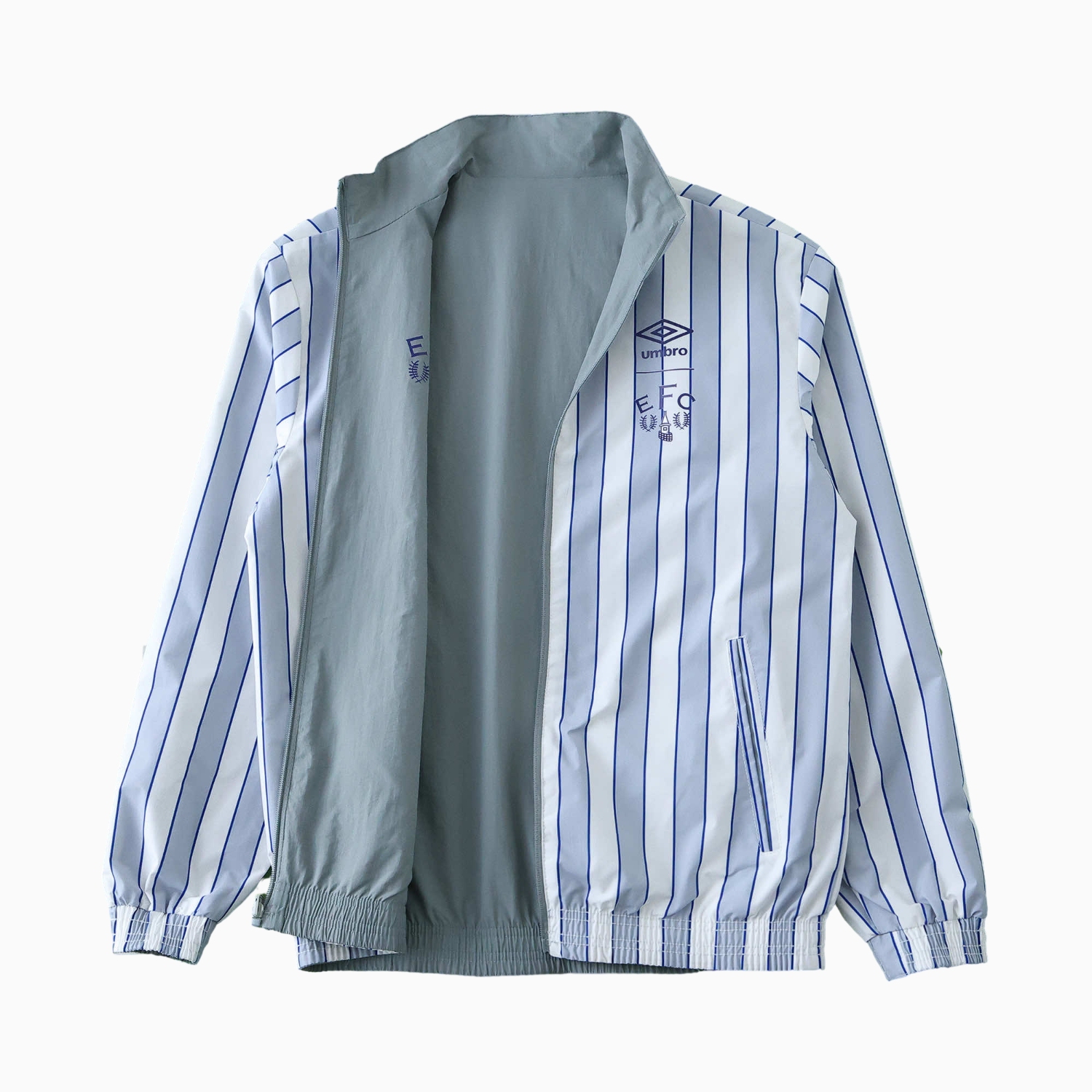 AlphaJersey-Everton 1988-89 Retro Style Double Sided Reversible Windbreaker - White & Grey