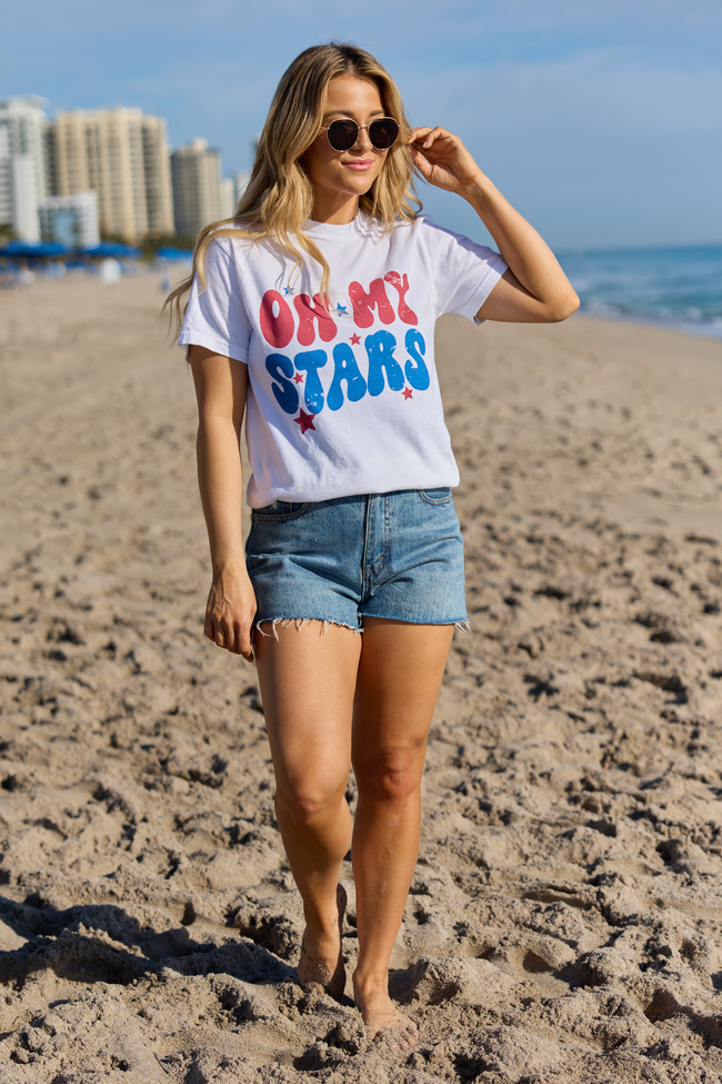 Oh My Stars White Graphic Tee DOORBUSTER | Elegant Women's Fashion by coolavocek