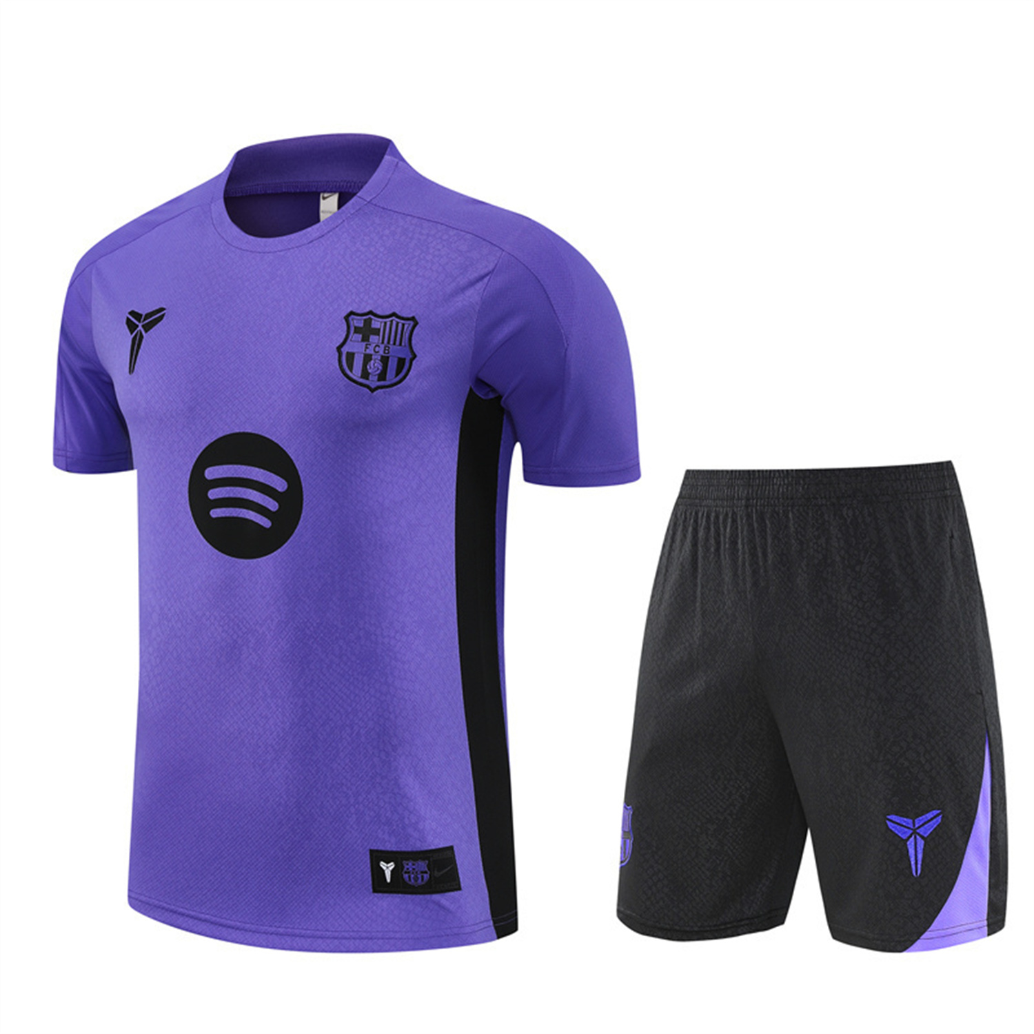 AlphaJersey-Barcelona 25-26 X KB Short-Sleeve Training Set - Purple Top & Black Shorts