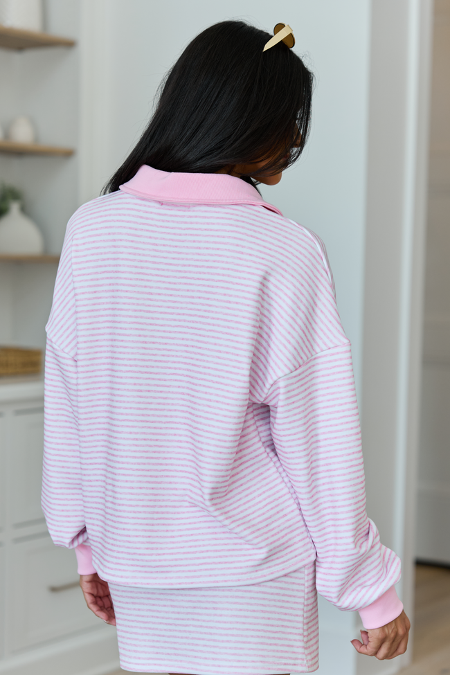 Mattie Pink Striped Sweatshirt | Elegant Women's Fashion by coolavocek