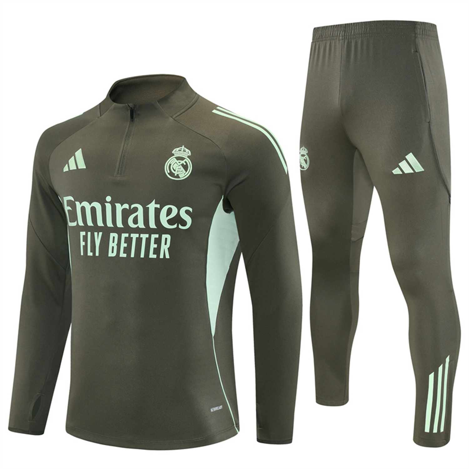 AlphaJersey-Real Madrid 25-26 Long Sleeve Training Set - Army Green Top & Pants