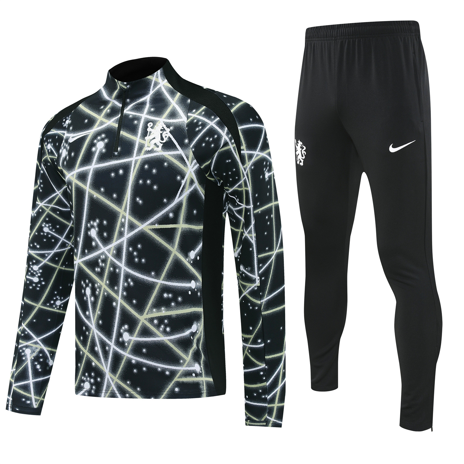 AlphaJersey-C.H.E.L.S.E.A 25-26 Meteor Pattern Long Sleeve Training Set - Player Version - Starry Sky Top and Black Pants
