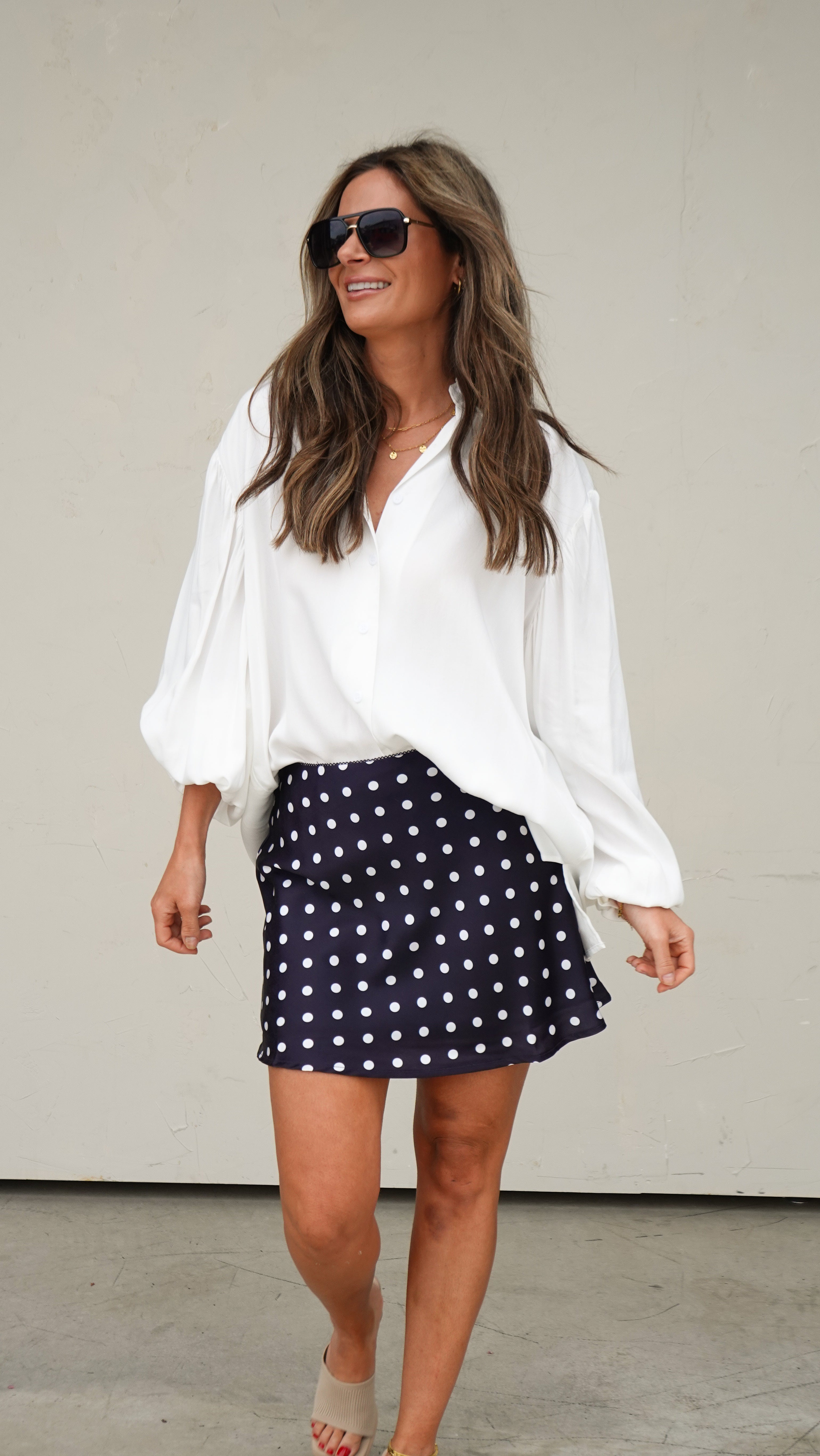 Black Satin Polka Dot Skirt | Elegant Women's Fashion by coolavocek