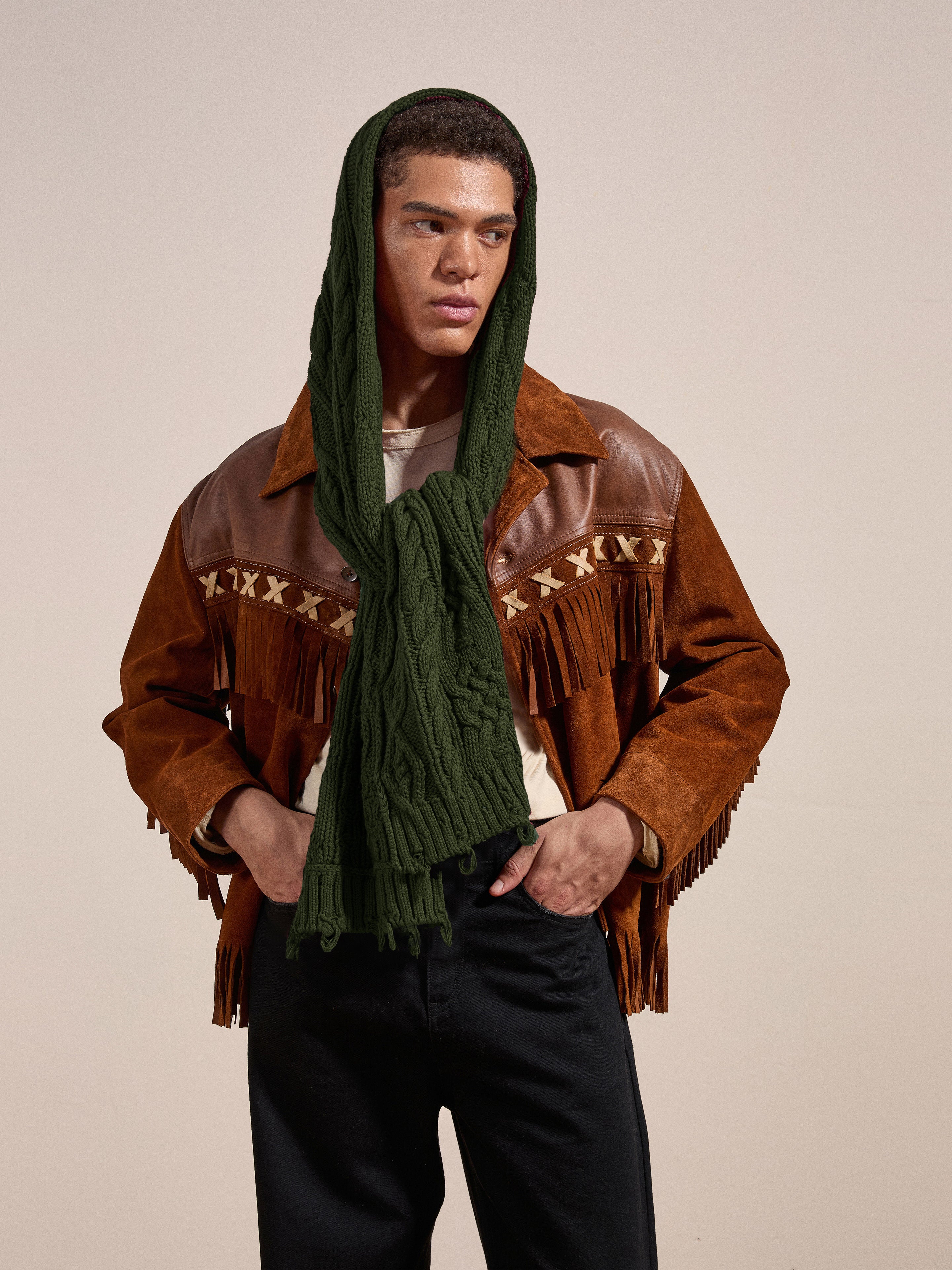 Forest Distressed Cable Knit Scarf | Modern Menswear by yycbvcnbmmnbm