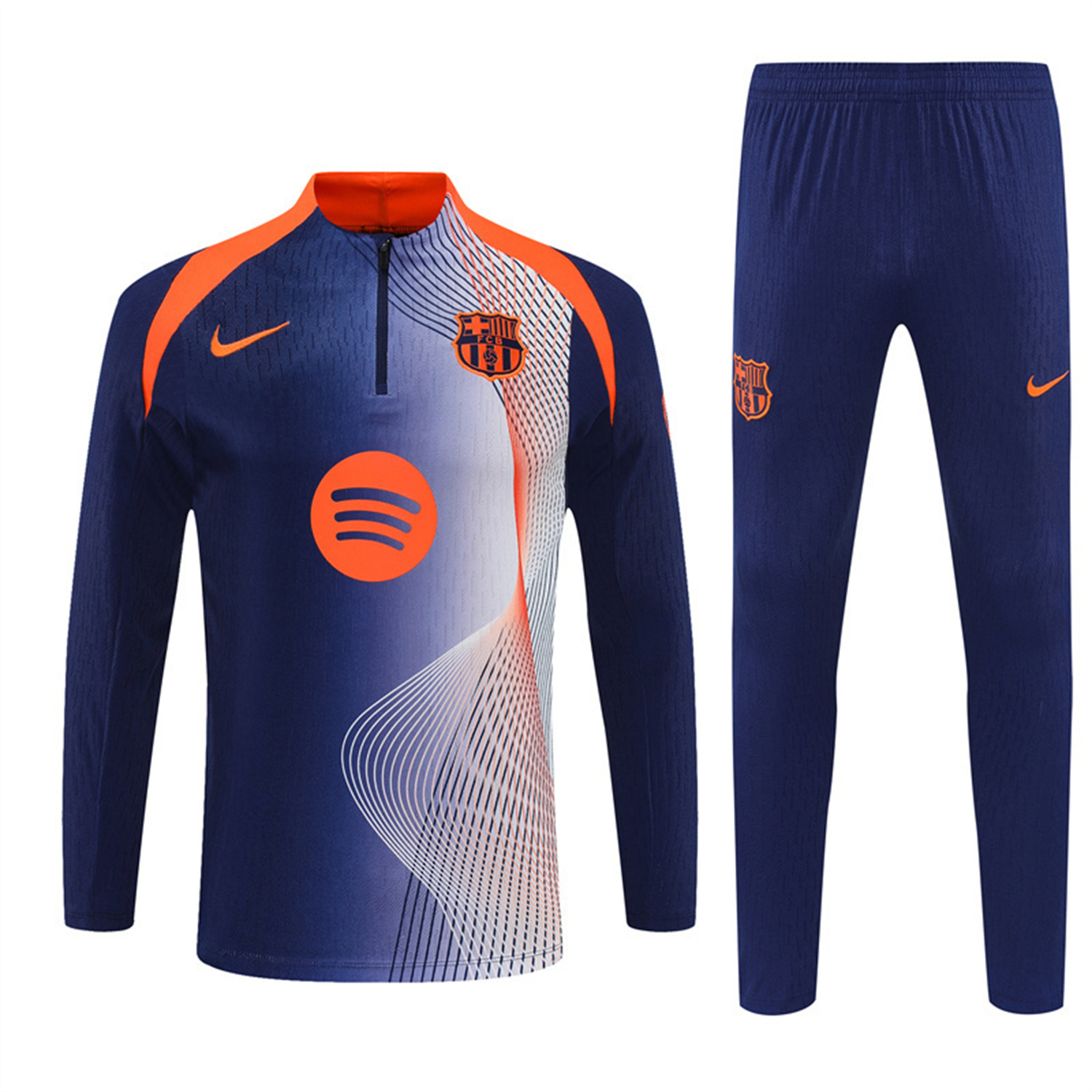 AlphaJersey-Barcelona 25-26 Long Sleeve Training Set - Red Blue Line Top & Blue Pants