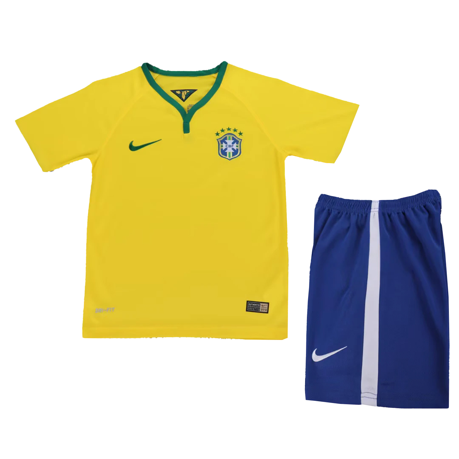 AlphaJersey-Retro Brazil 2014 Home Kids Kit