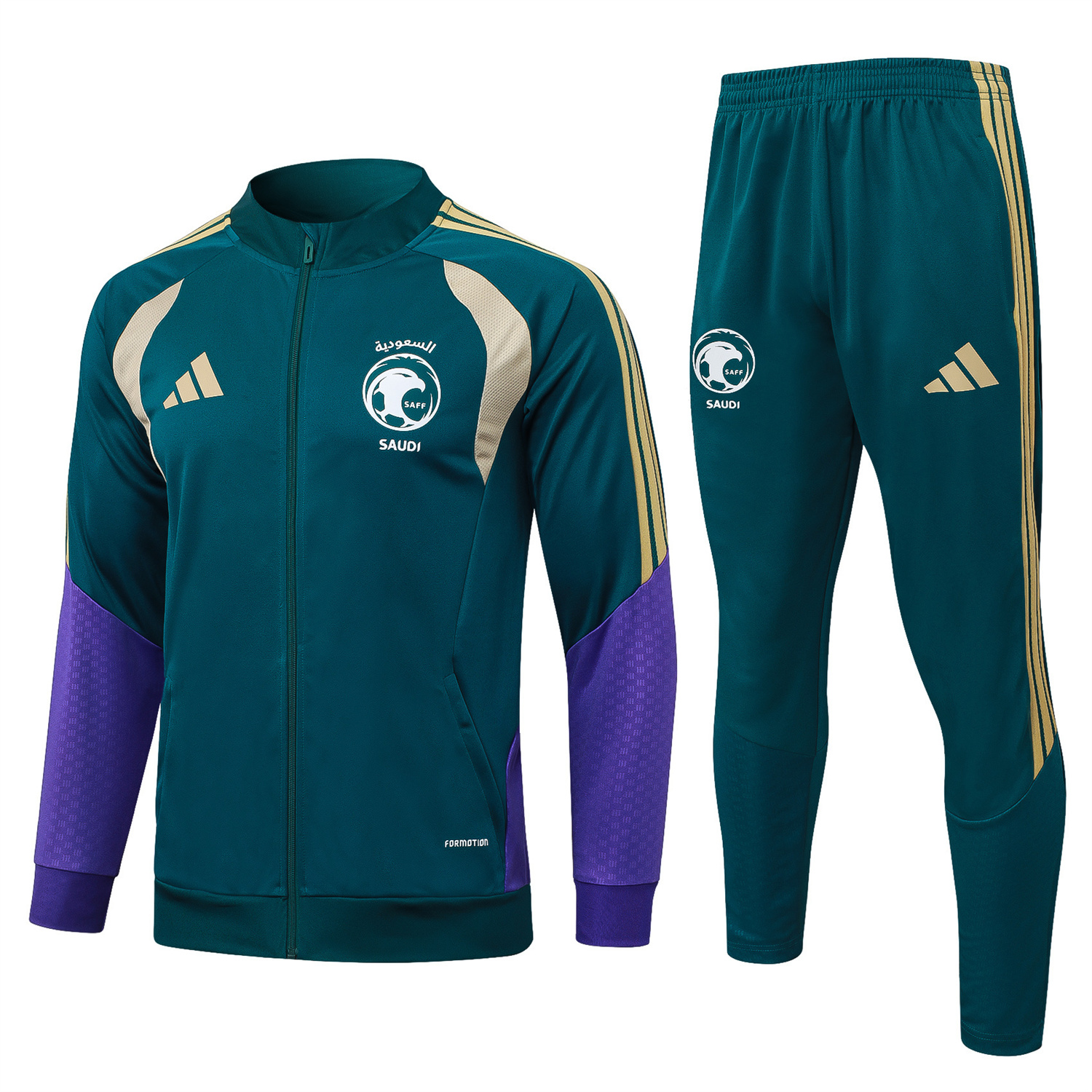 AlphaJersey-Saudi Arabia 2026 Jacket Training Tracksuit - Dark Green With Purple Jackets & Green Pants