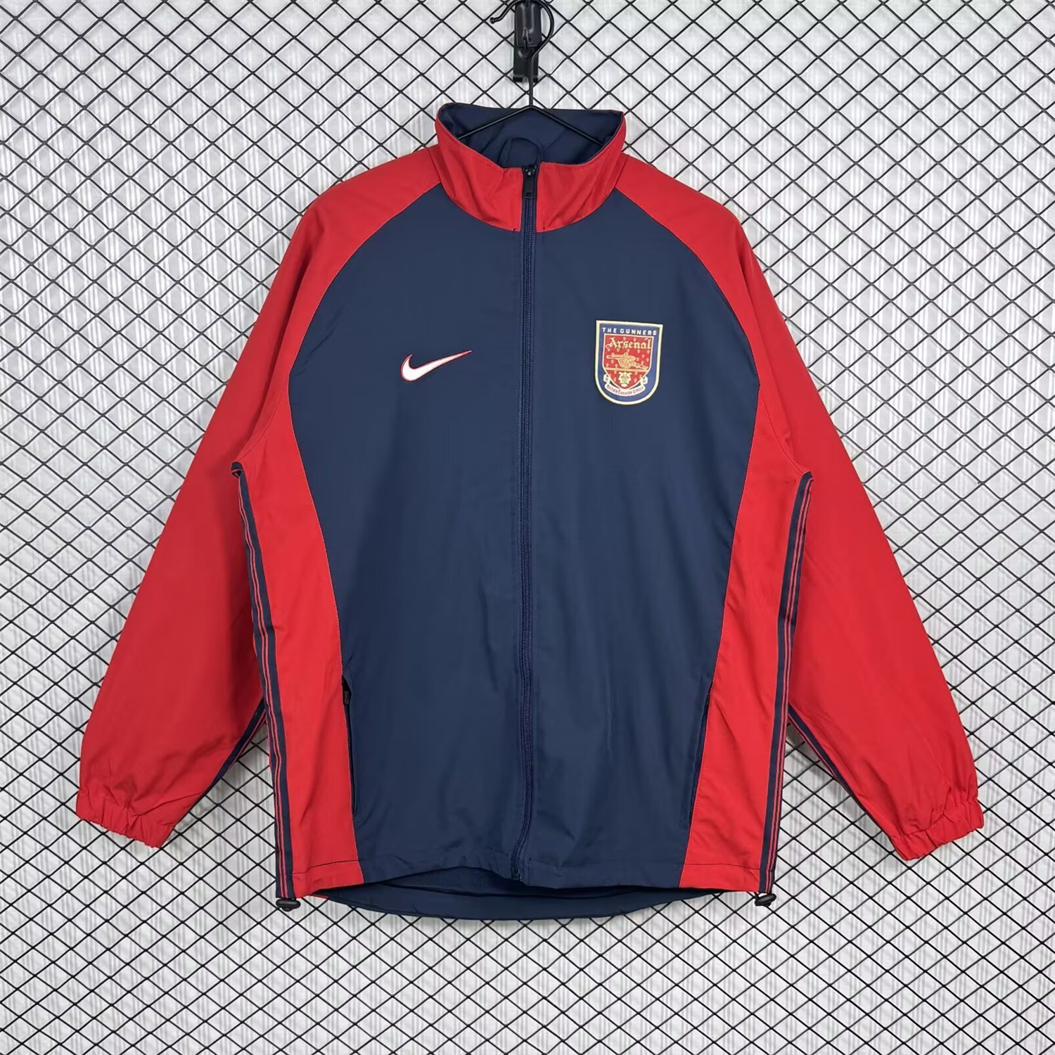 AlphaJersey-Retro Arsenal 1998-99 Home Windbreaker Jacket - Red And Dark Grey