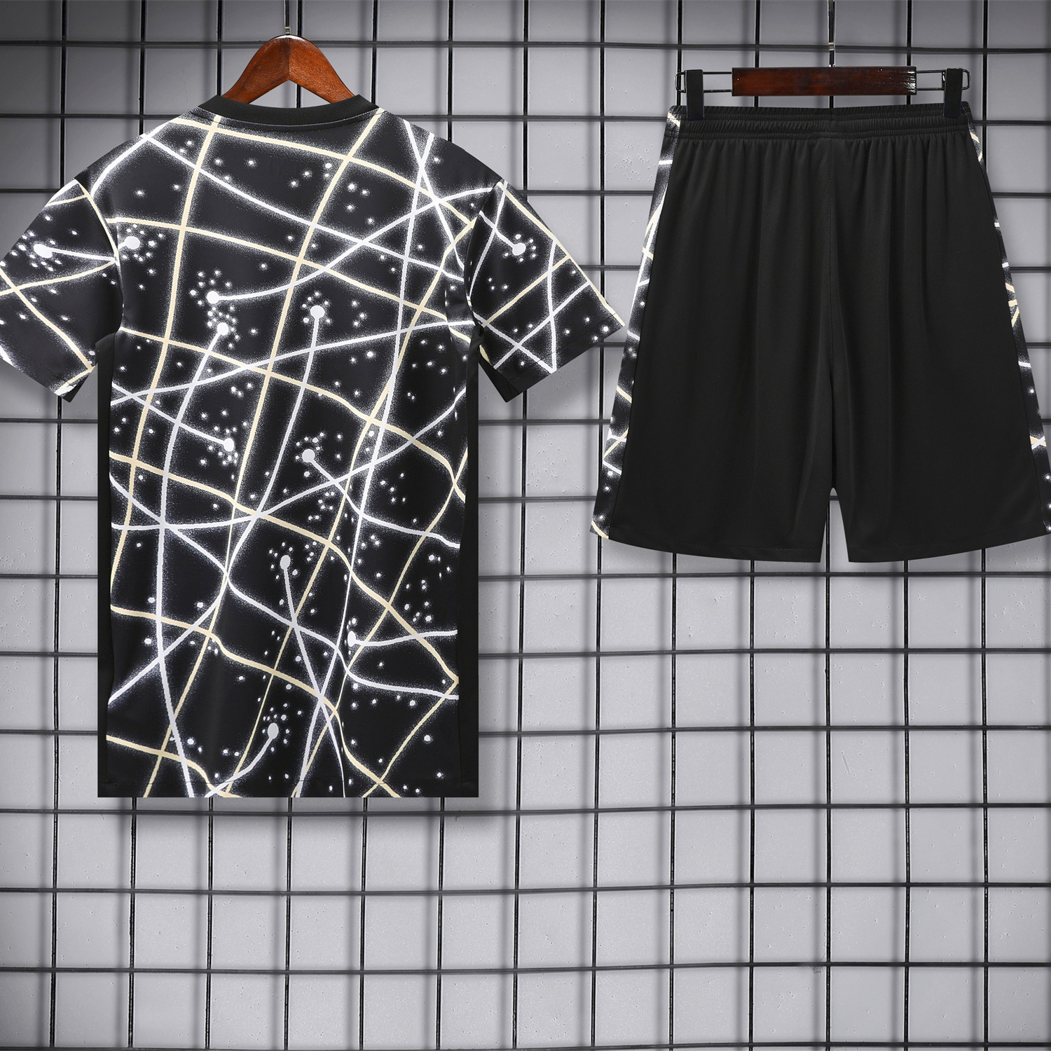AlphaJersey-C.H.E.L.S.E.A 25-26 Short-Sleeve Training Set - Yellow Fluorescent Rays Black Top & Black Shorts
