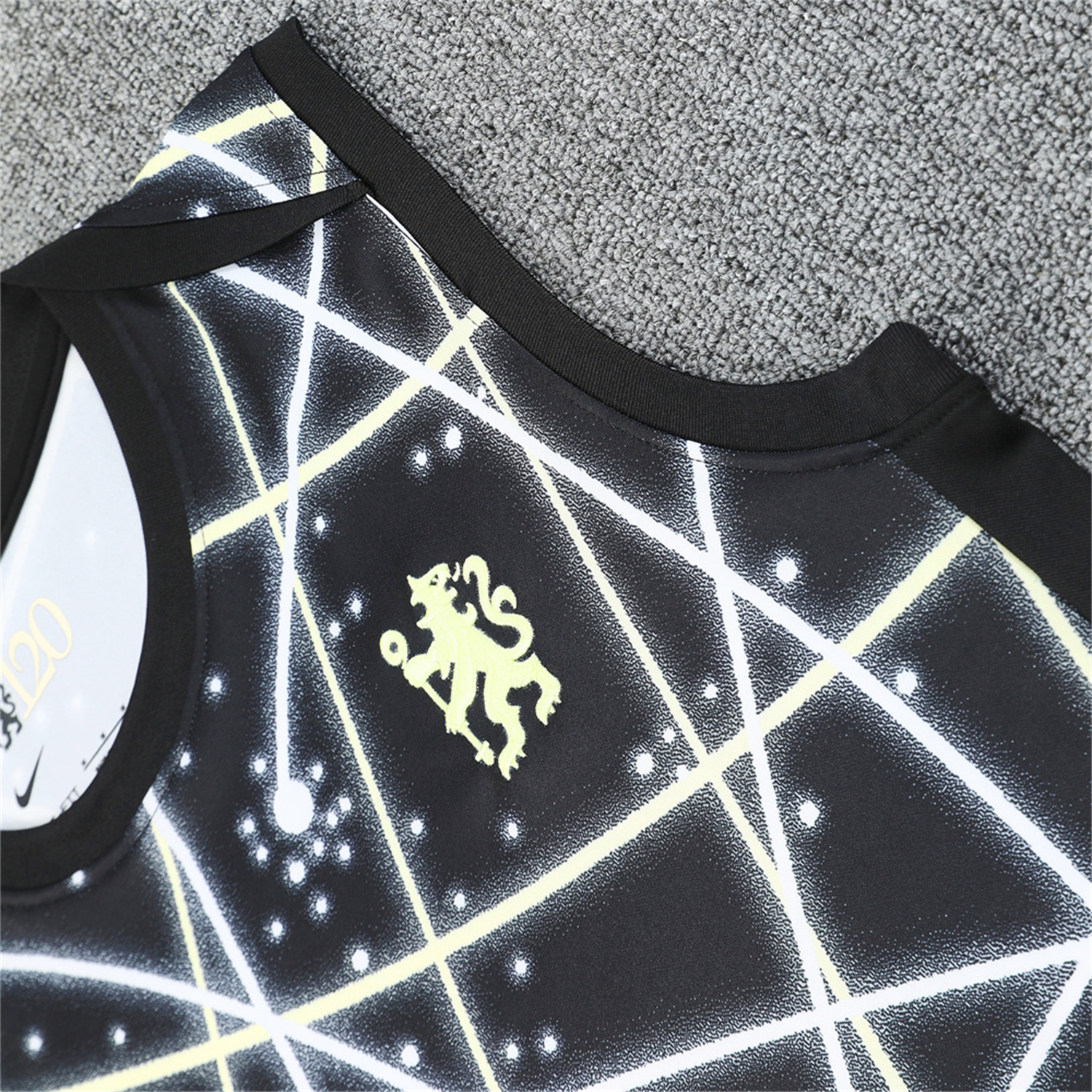 AlphaJersey-C.H.E.L.S.E.A 25-26 Vest Training Set - Yellow Fluorescent Rays Black Vest & Black Shorts