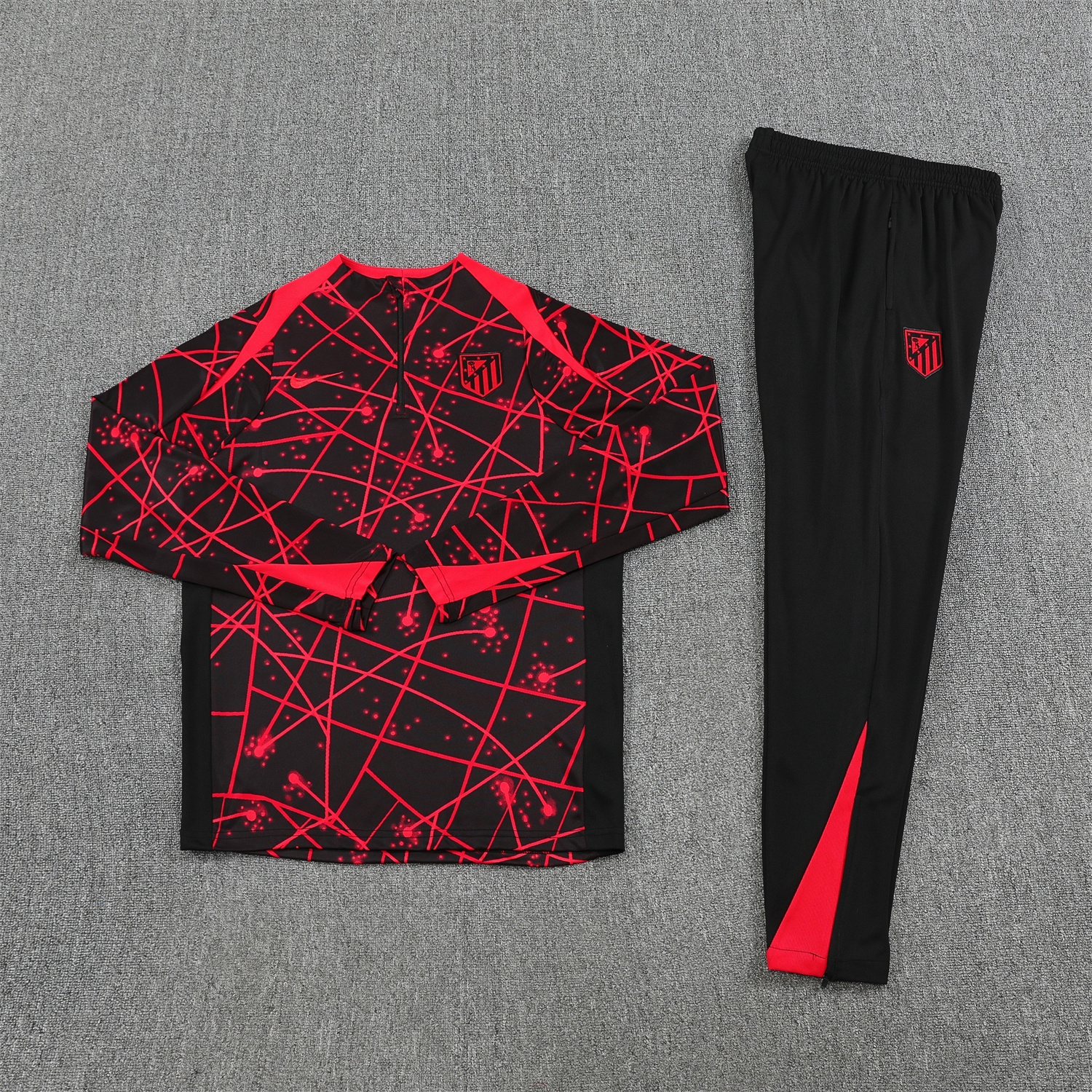 AlphaJersey-Atletico Madrid 25-26 Long Sleeves Training Set - Red Top & Black Pants
