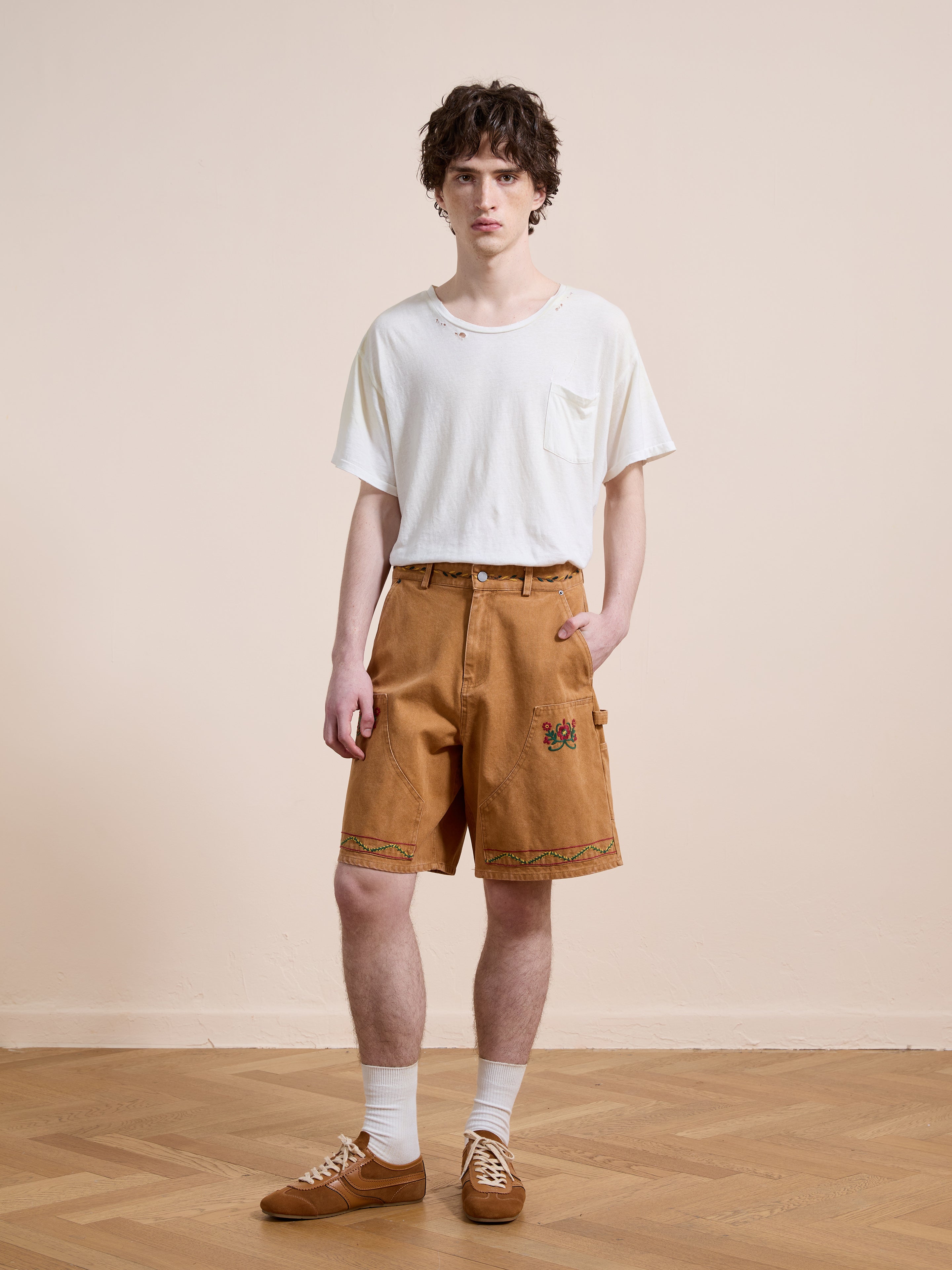 Canvas Embroidered Shorts | Modern Menswear by yycbvcnbmmnbm