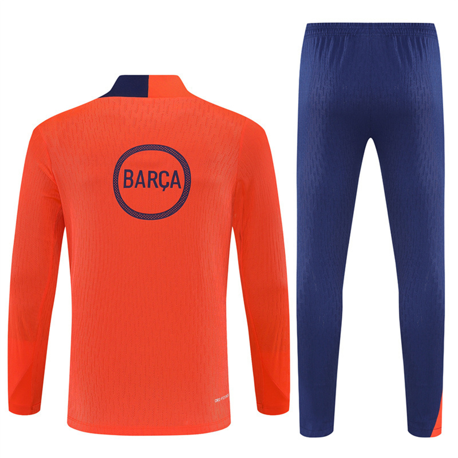 AlphaJersey-Barcelona 25-26 Kids Long Sleeve Training Set - Orange Top Royal Blue Sponsor & Royal Blue Pants