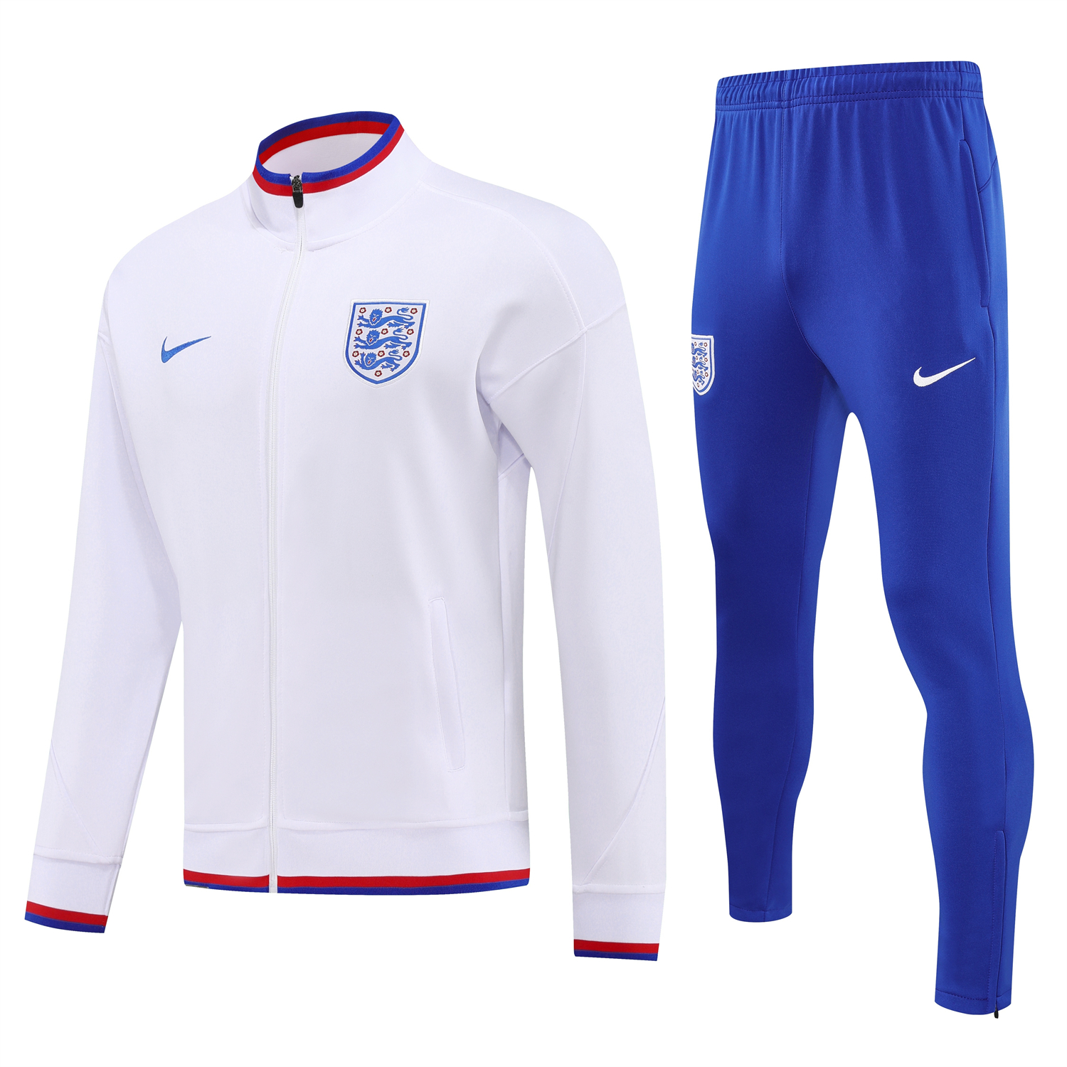 AlphaJersey-England 2026 Long Sleeve Training Set - White Top and Blue Pants
