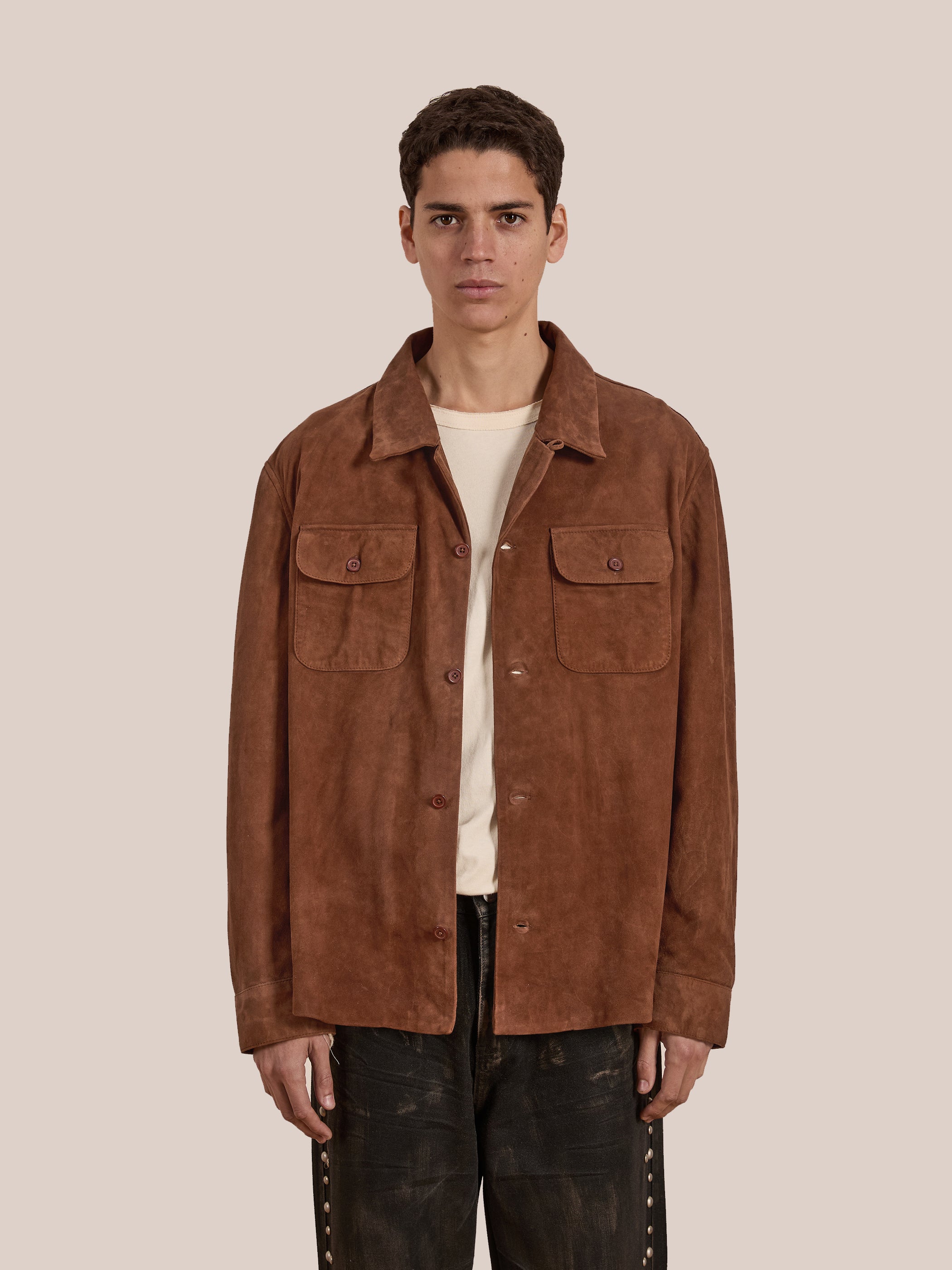 Suede Leather Camp Shirt | Modern Menswear by yycbvcnbmmnbm