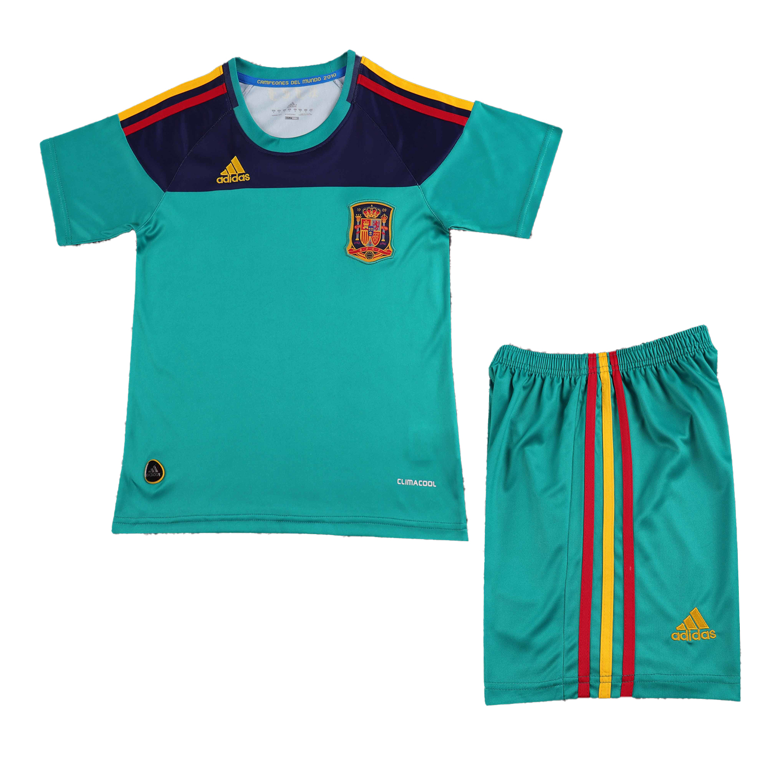 AlphaJersey-Retro Spain 2010 Green Goalkeeper Kids Kit