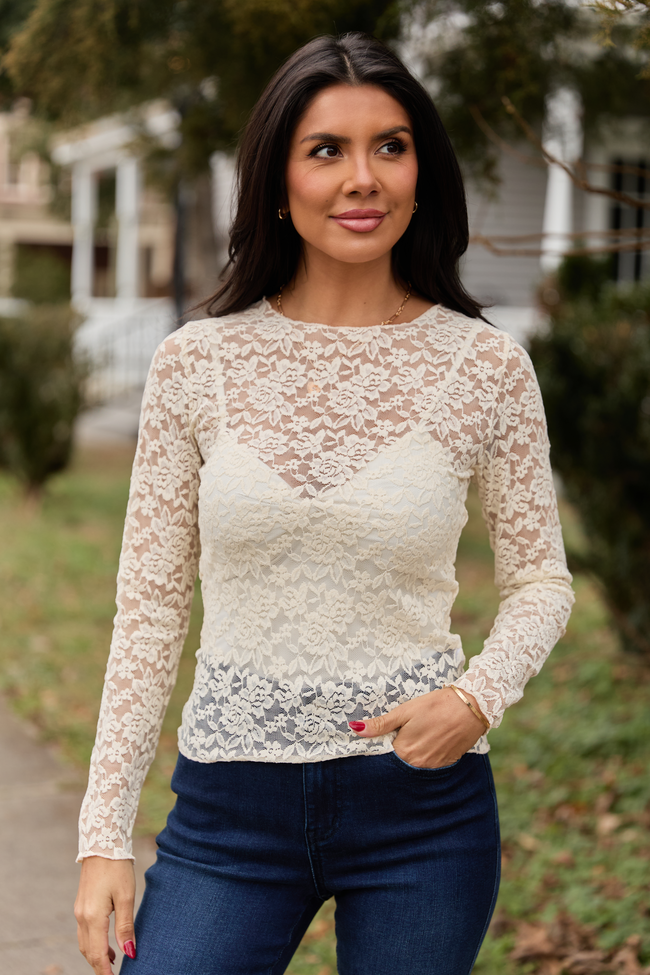Morgan Ivory Lace Mesh Top | Elegant Women's Fashion by coolavocek