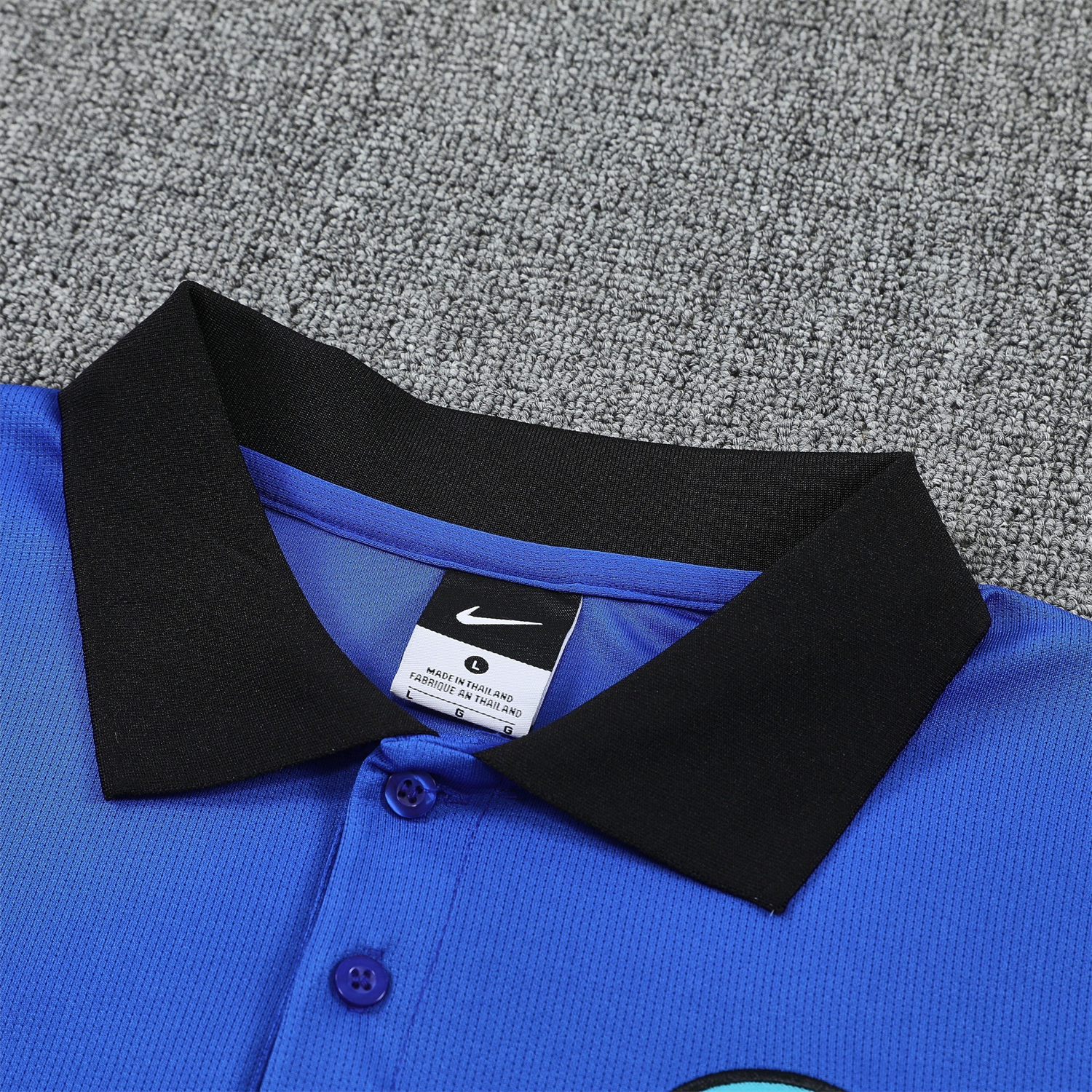 AlphaJersey-Inter Milan 25-26 POLO Short-Sleeve Training Set - Ocean Blue Top and Black Pants