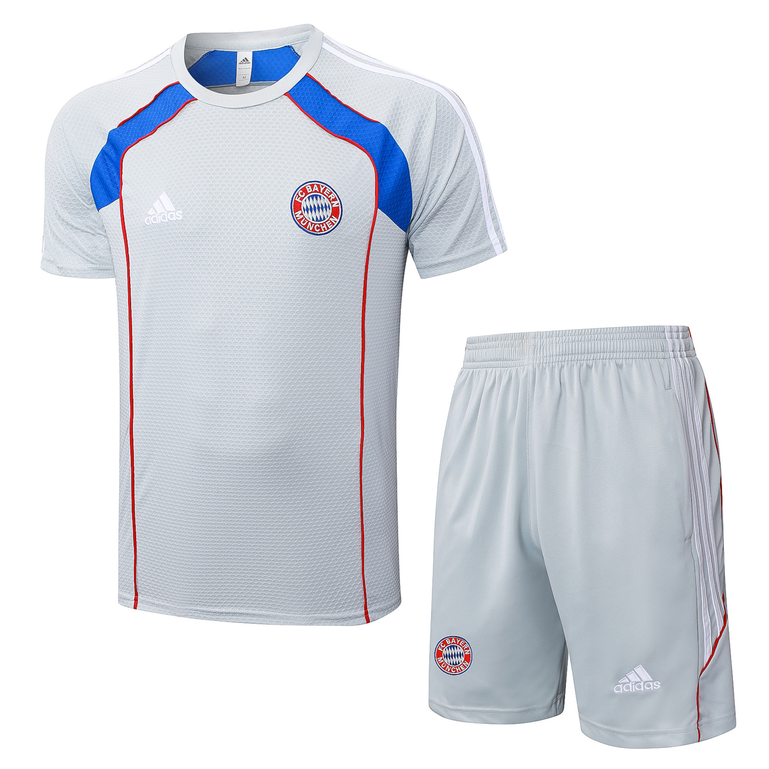 AlphaJersey-Bayern Munich 25-26 Short-Sleeve Training Set - Grey Throwback Top & Shorts