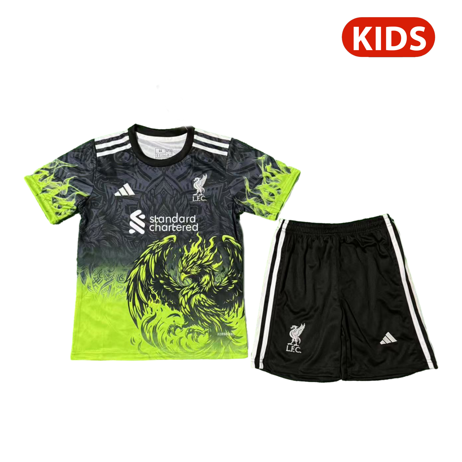 AlphaJersey-Liver.pool 25-26 Green Liver.pool Bird Black Special Kids Kit