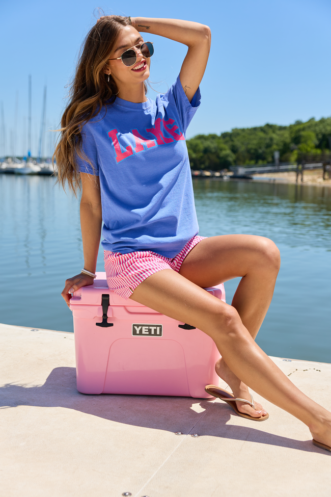 Lake Block Blue Graphic Tee | Elegant Women's Fashion by coolavocek