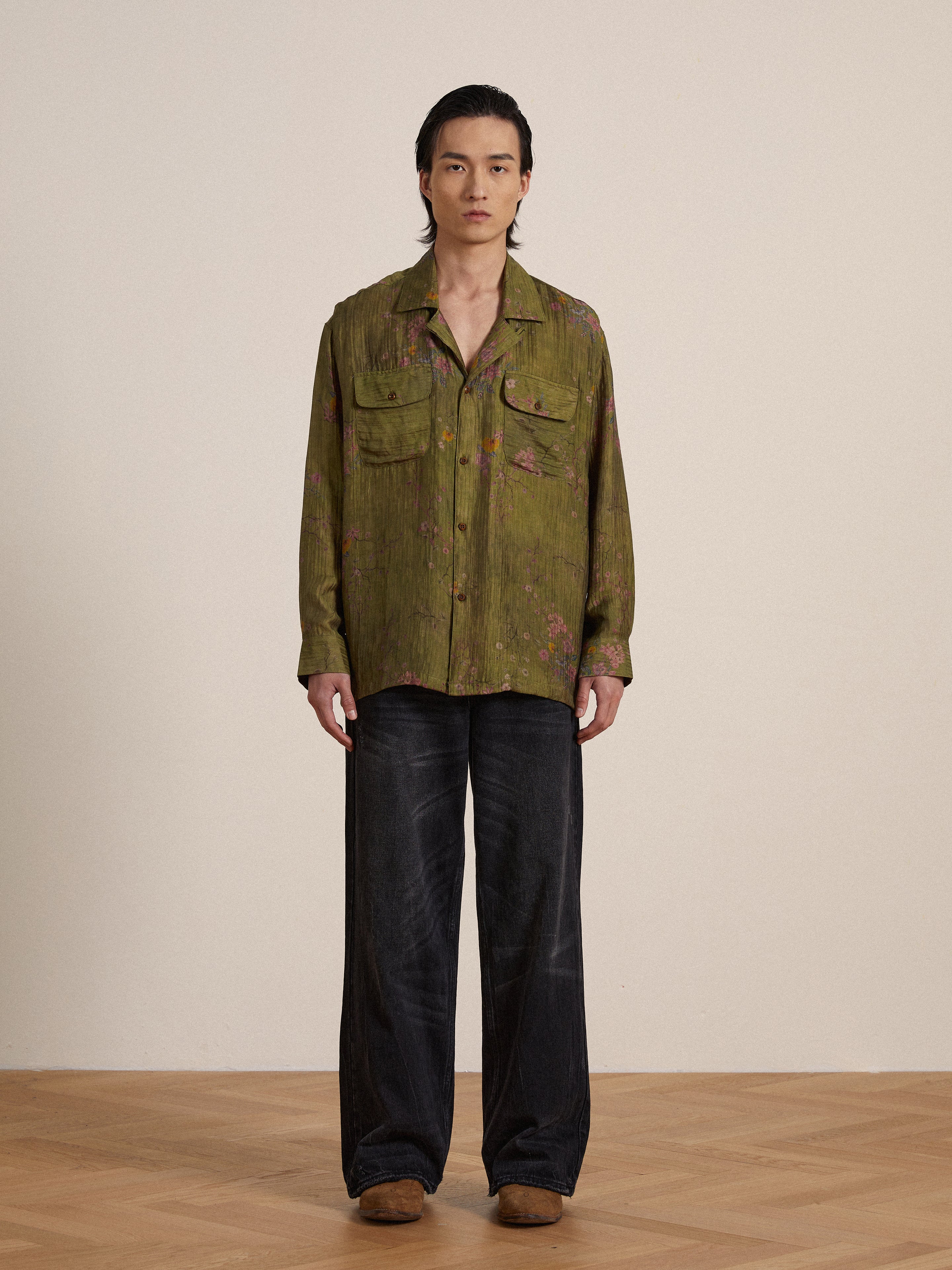 Floral Moss LS Camp Shirt | Modern Menswear by yycbvcnbmmnbm