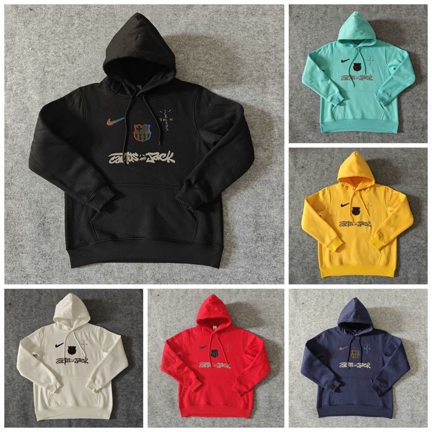 AlphaJersey-Barcelona x Travis Scott Team Logo Centered Unisex Pullover Hoodie