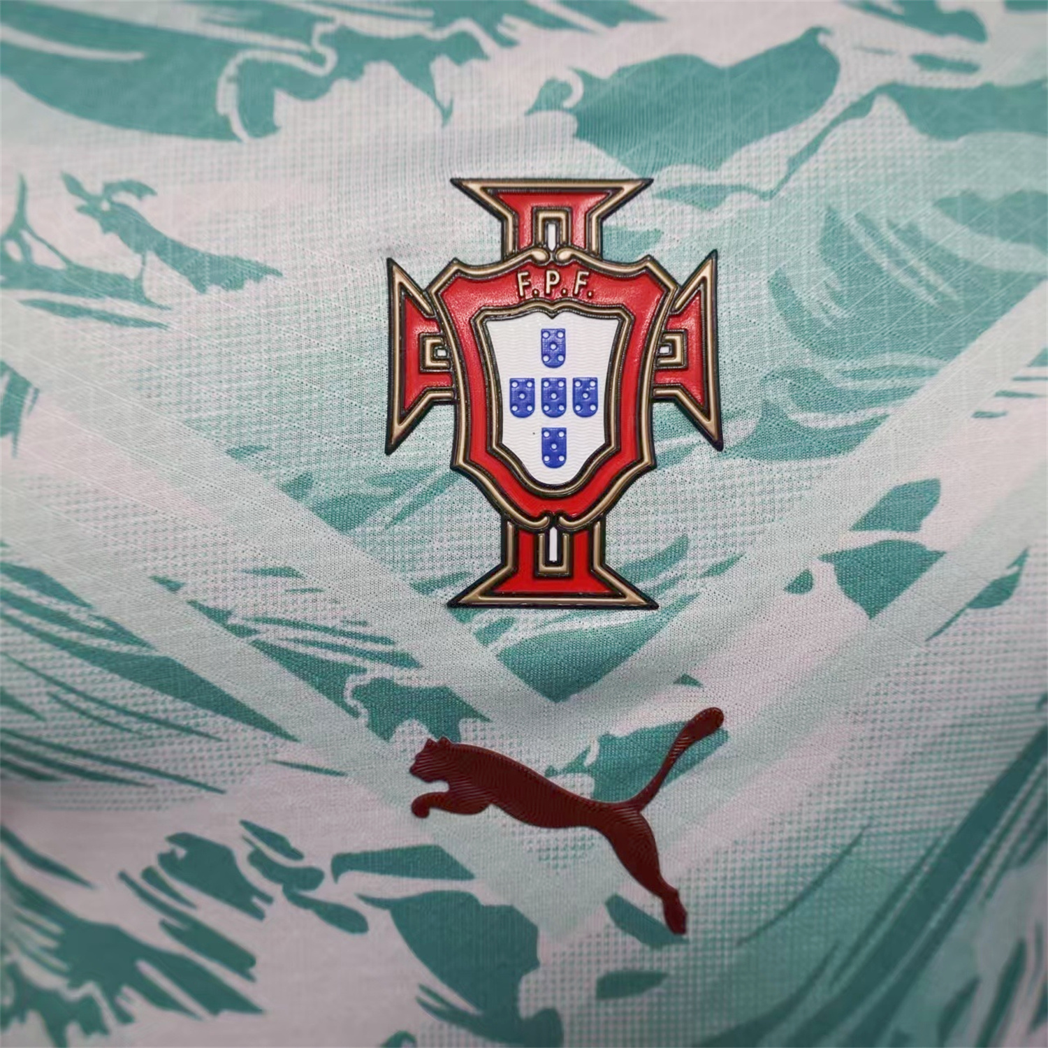 AlphaJersey-Portugal 2026 Away White And Cyan Long Sleeves Jersey - Player Version