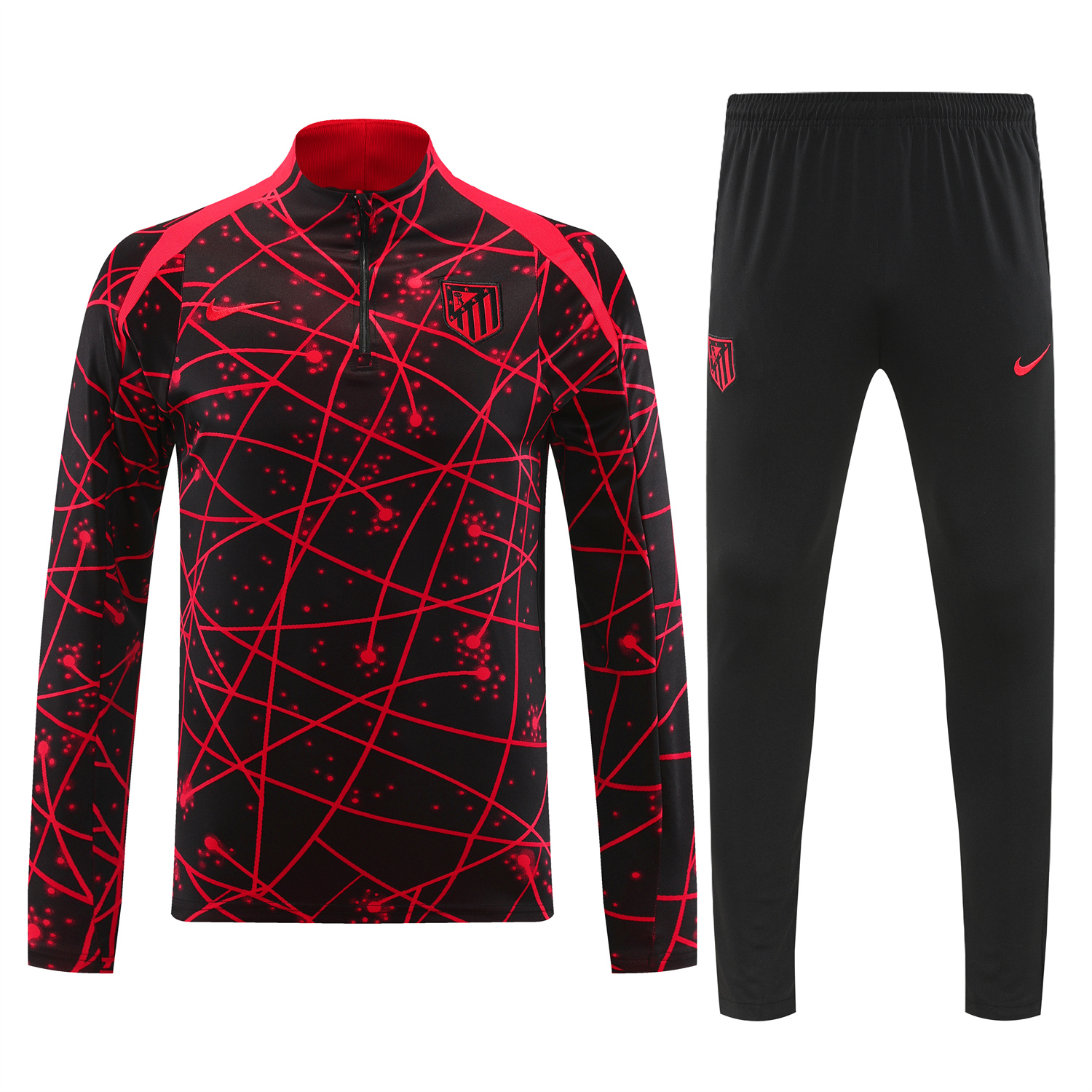 AlphaJersey-Atletico Madrid 25-26 Long Sleeves Training Set - Red Top & Black Pants