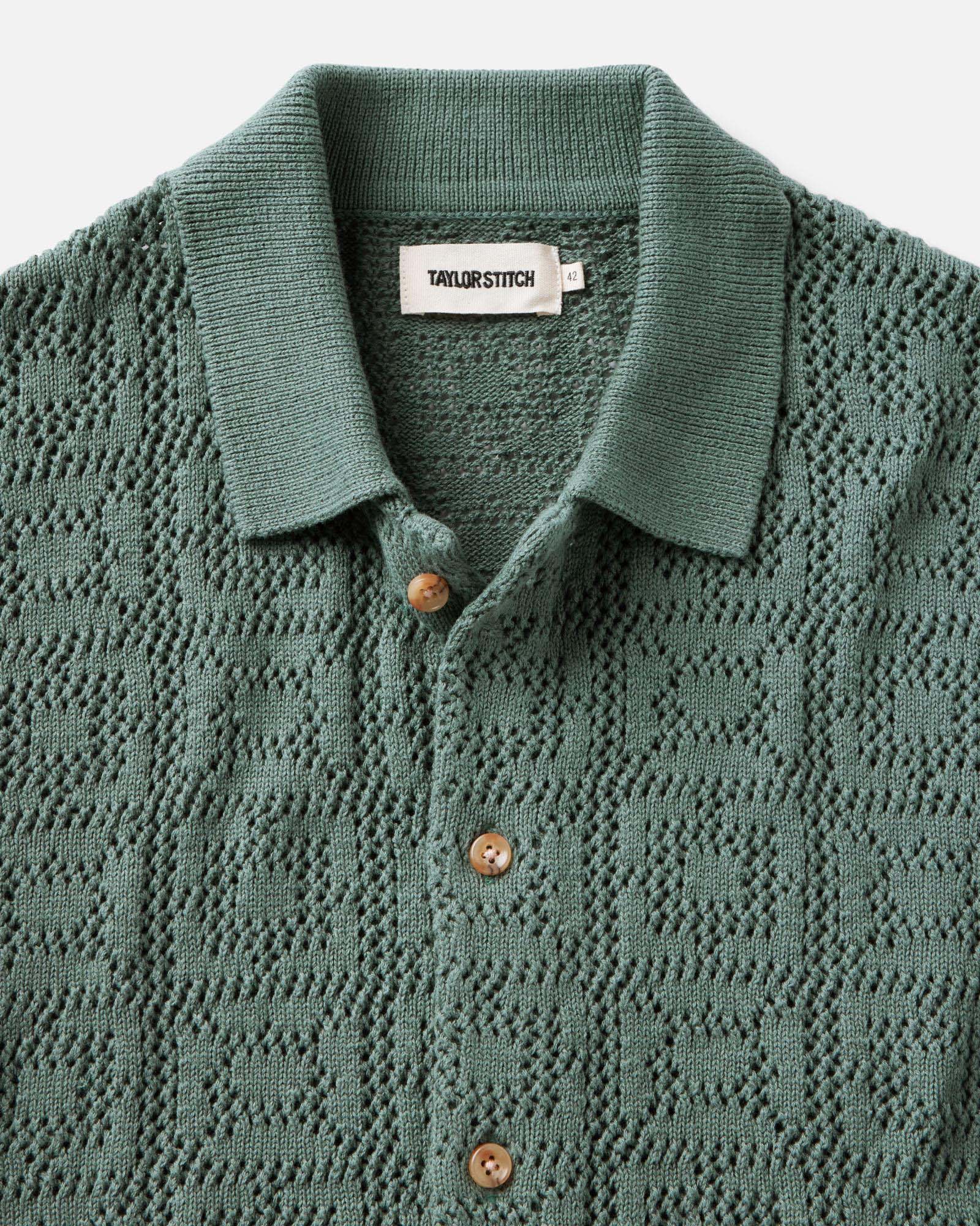The Monterey Sweater Polo in Deep Sea Geo Crochet | Modern Menswear by yycbvcnbmmnbm