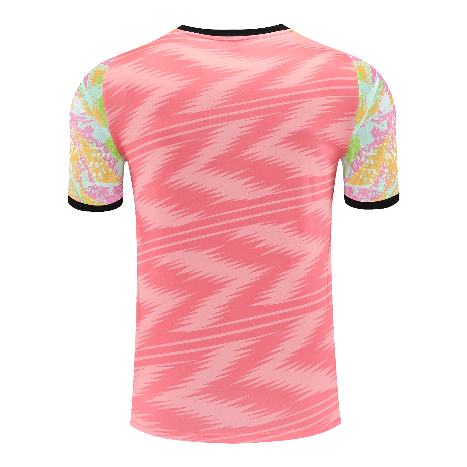 AlphaJersey-Real Madrid 25-26 Short-Sleeve Training Set - Pink Arrow Pattern Top & Black Shorts