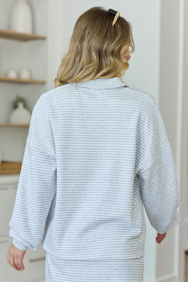 Mattie Grey Striped Sweatshirt | Elegant Women's Fashion by coolavocek