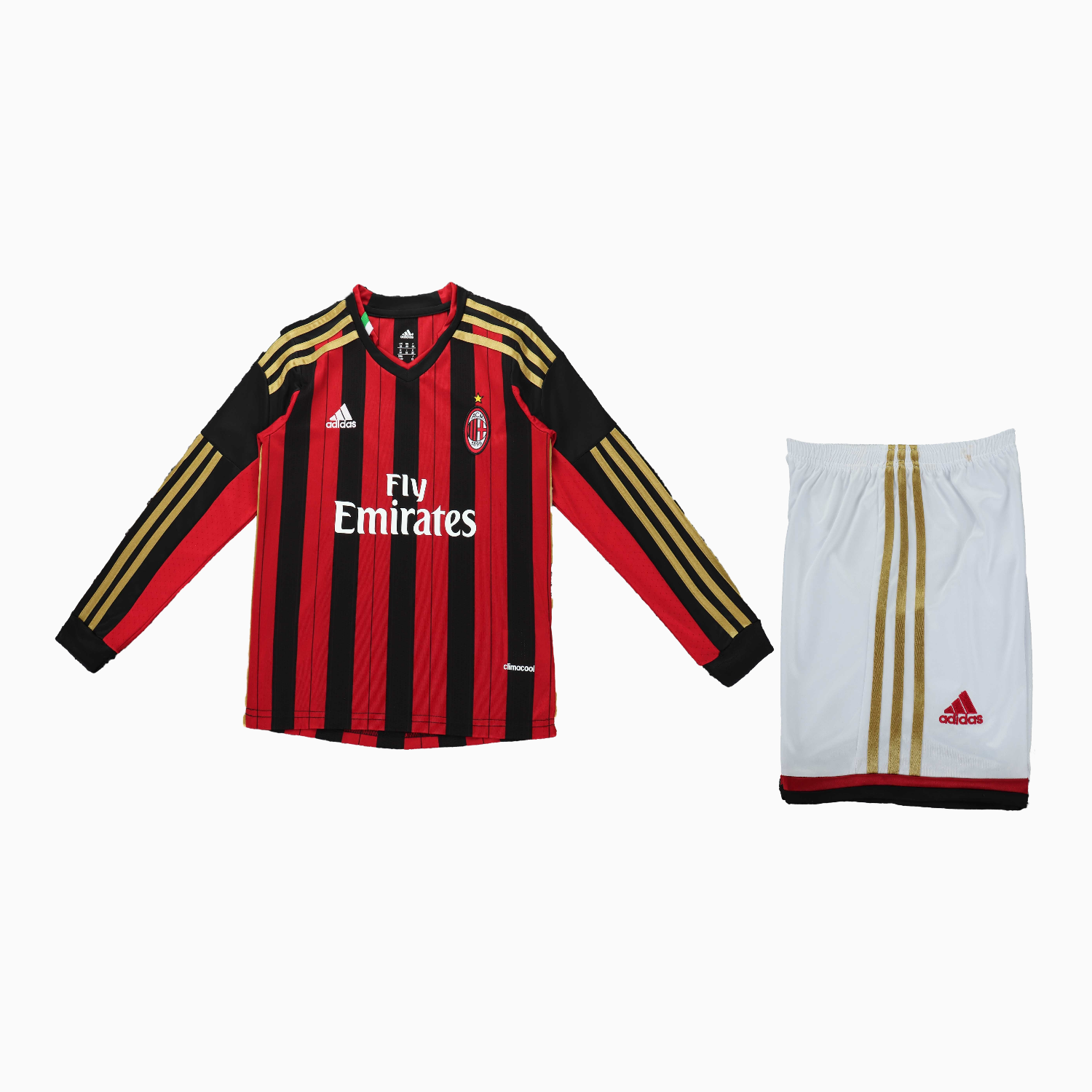 AlphaJersey-Retro AC Milan 2013-14 Home Long Sleeves Kids Kit