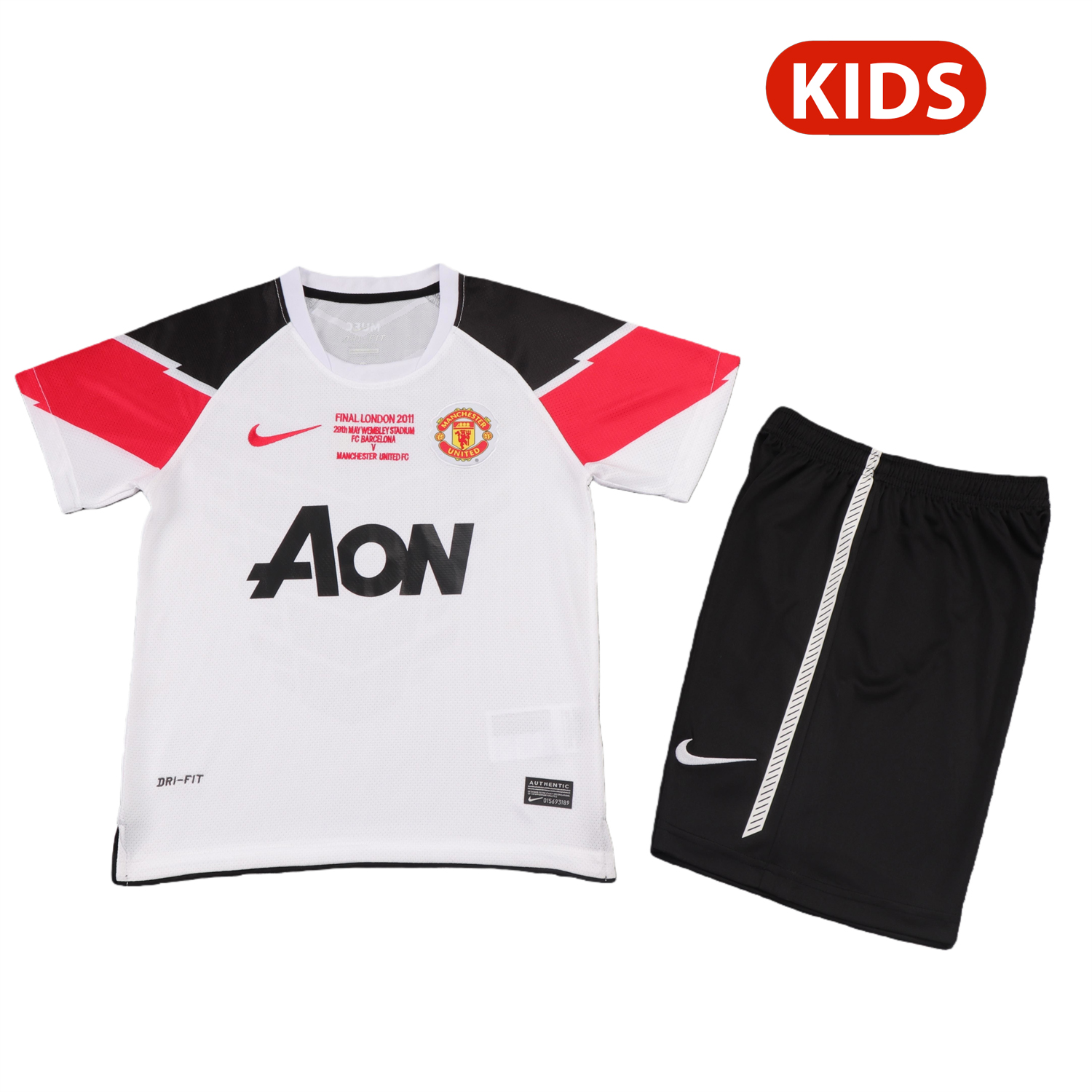 AlphaJersey-Retro Manchester United 2010-11 Away Kids Kit - Champions League Version
