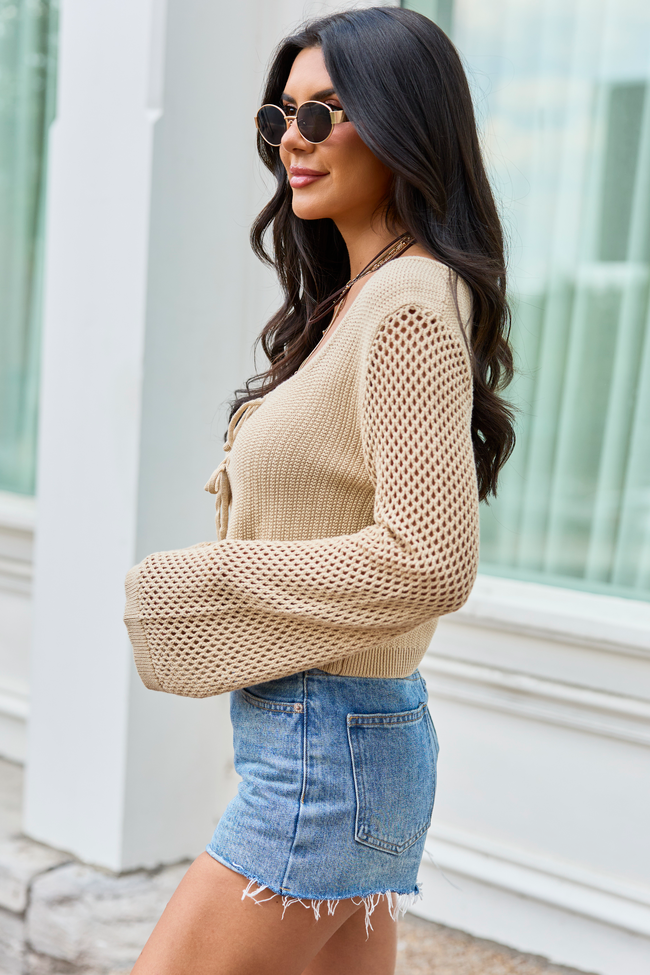 Sandra Tan Cropped Shrug Cardigan | Elegant Women's Fashion by coolavocek