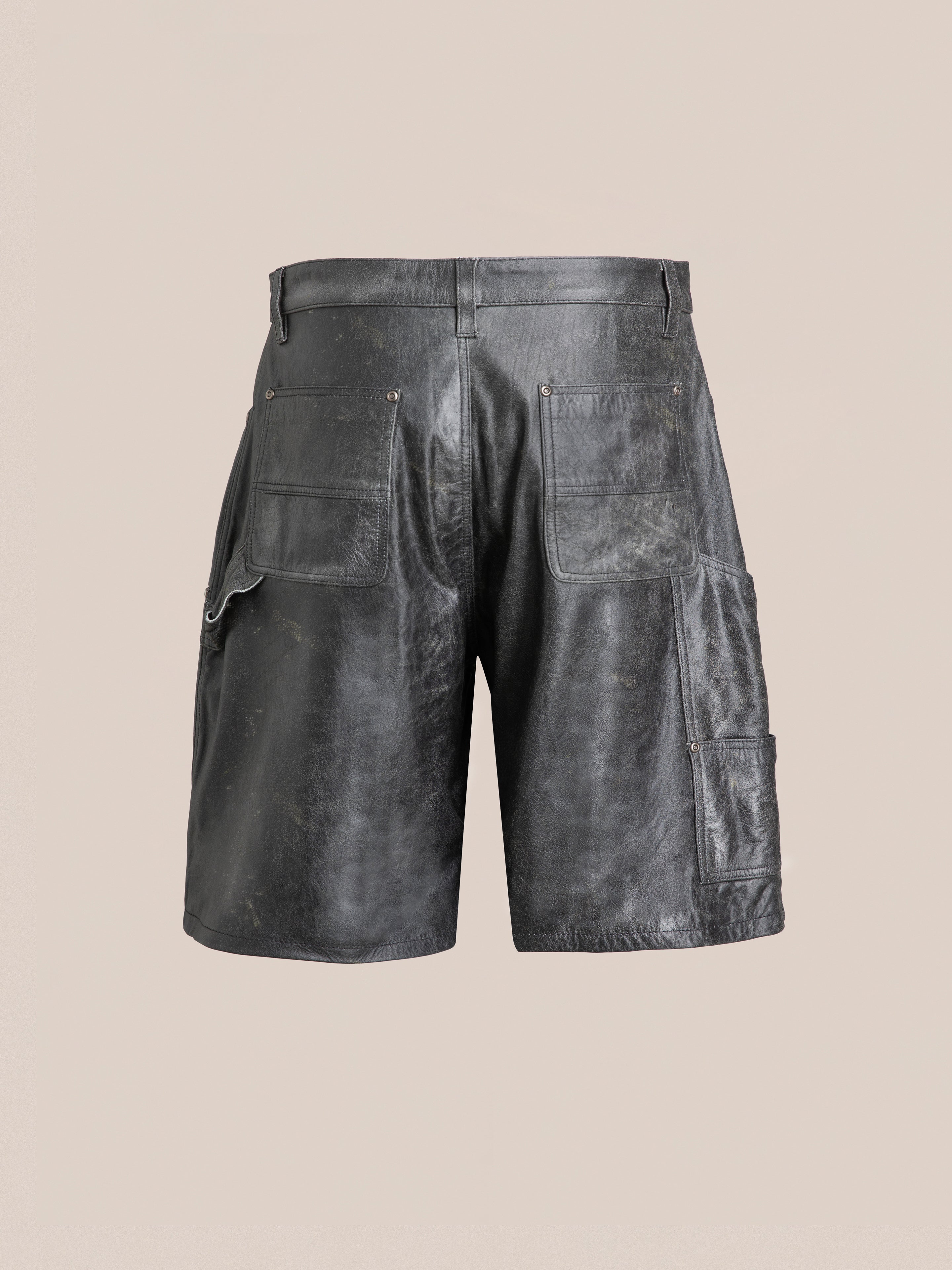 Distressed Genuine Leather Carpenter Shorts | Modern Menswear by yycbvcnbmmnbm