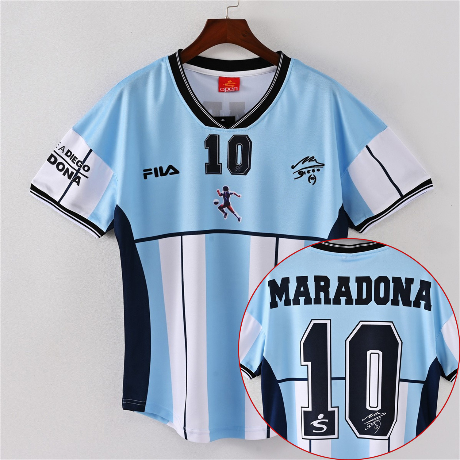 AlphaJersey-Retro Argentina 2001 Maradona Retirement Commemorative Edition Jersey with Maradona #10