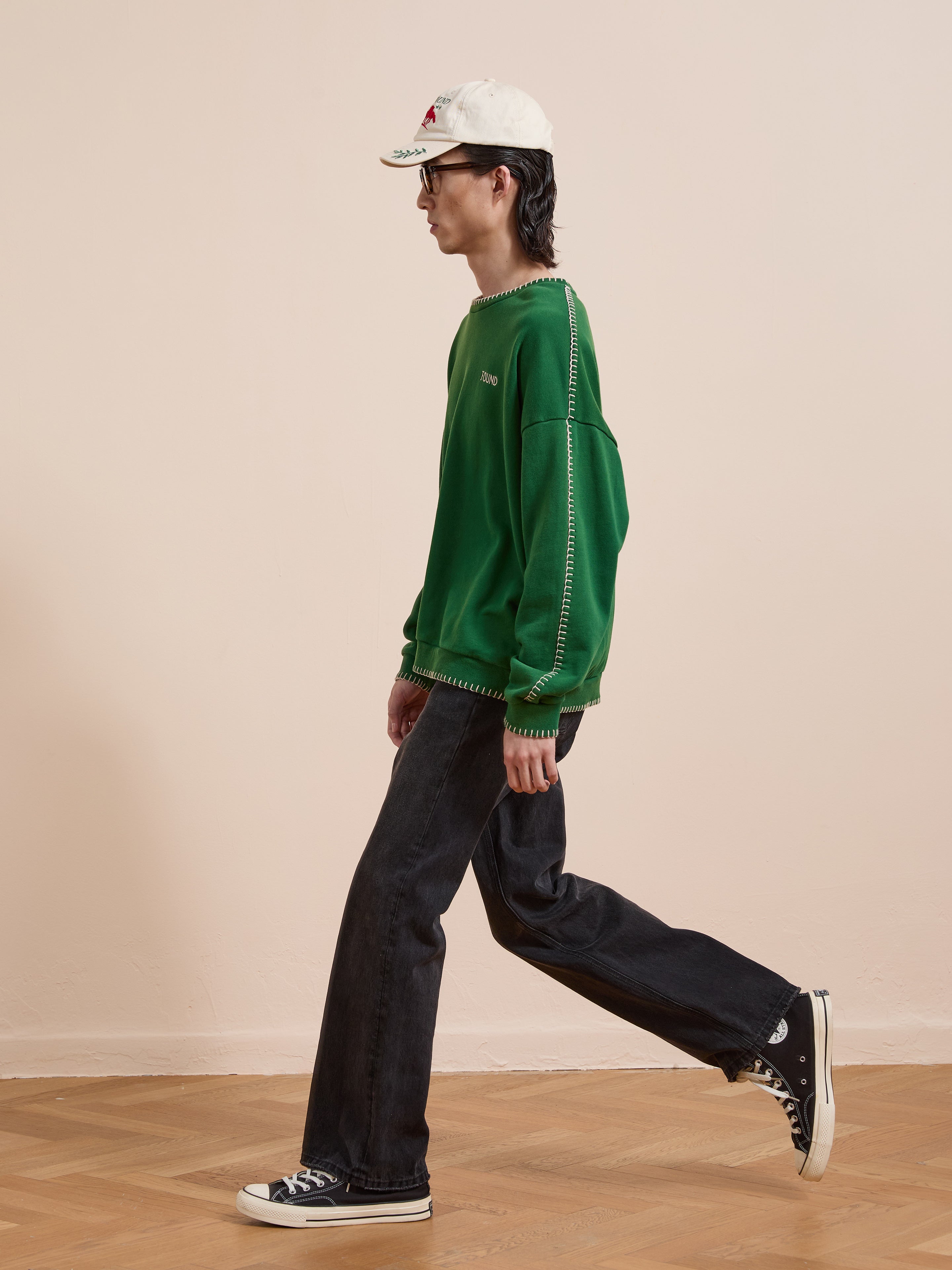 Stitched Border Distressed Crewneck | Modern Menswear by yycbvcnbmmnbm