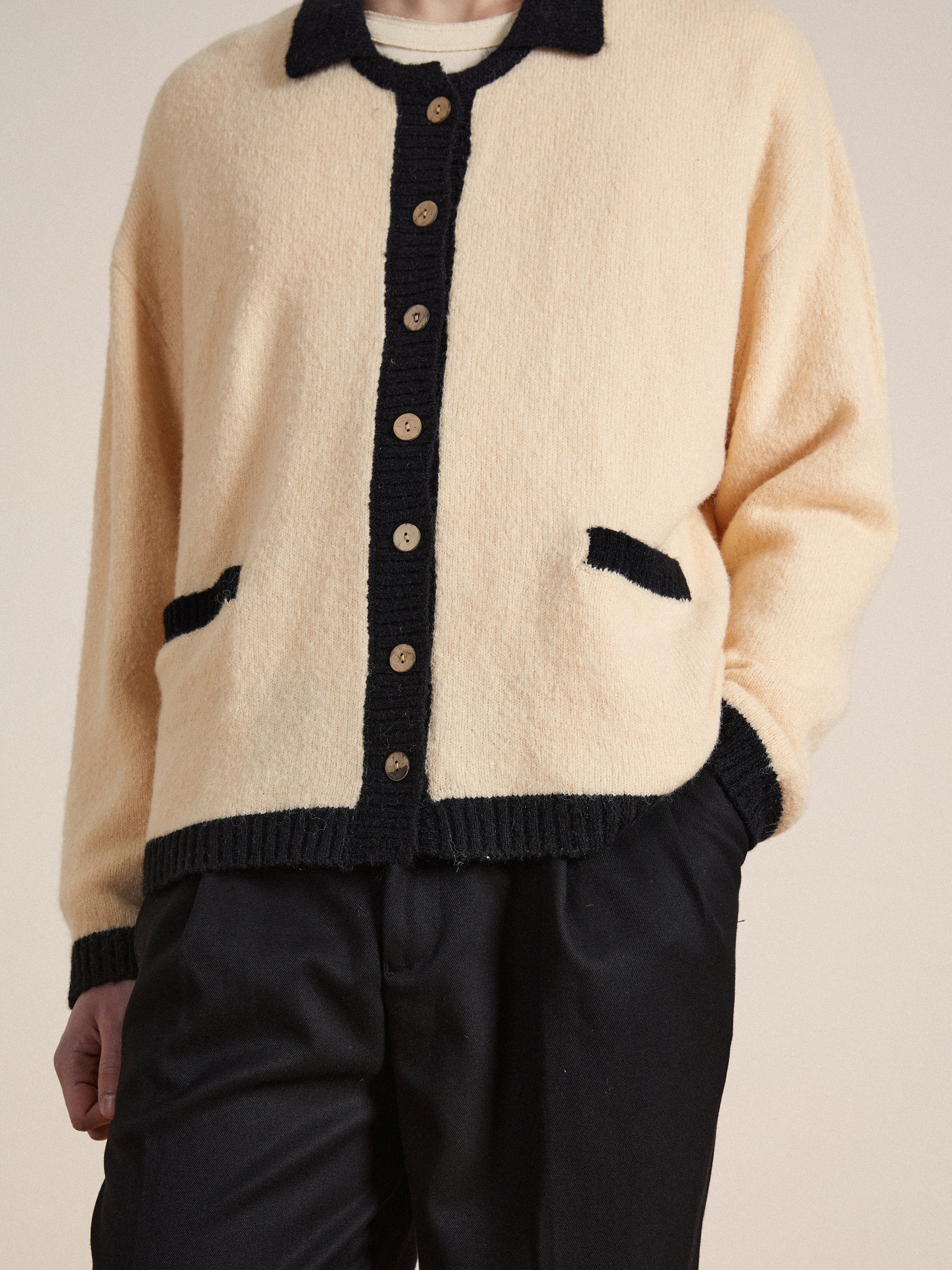 Sima Contrast Collar Knitted Cardigan | Modern Menswear by yycbvcnbmmnbm