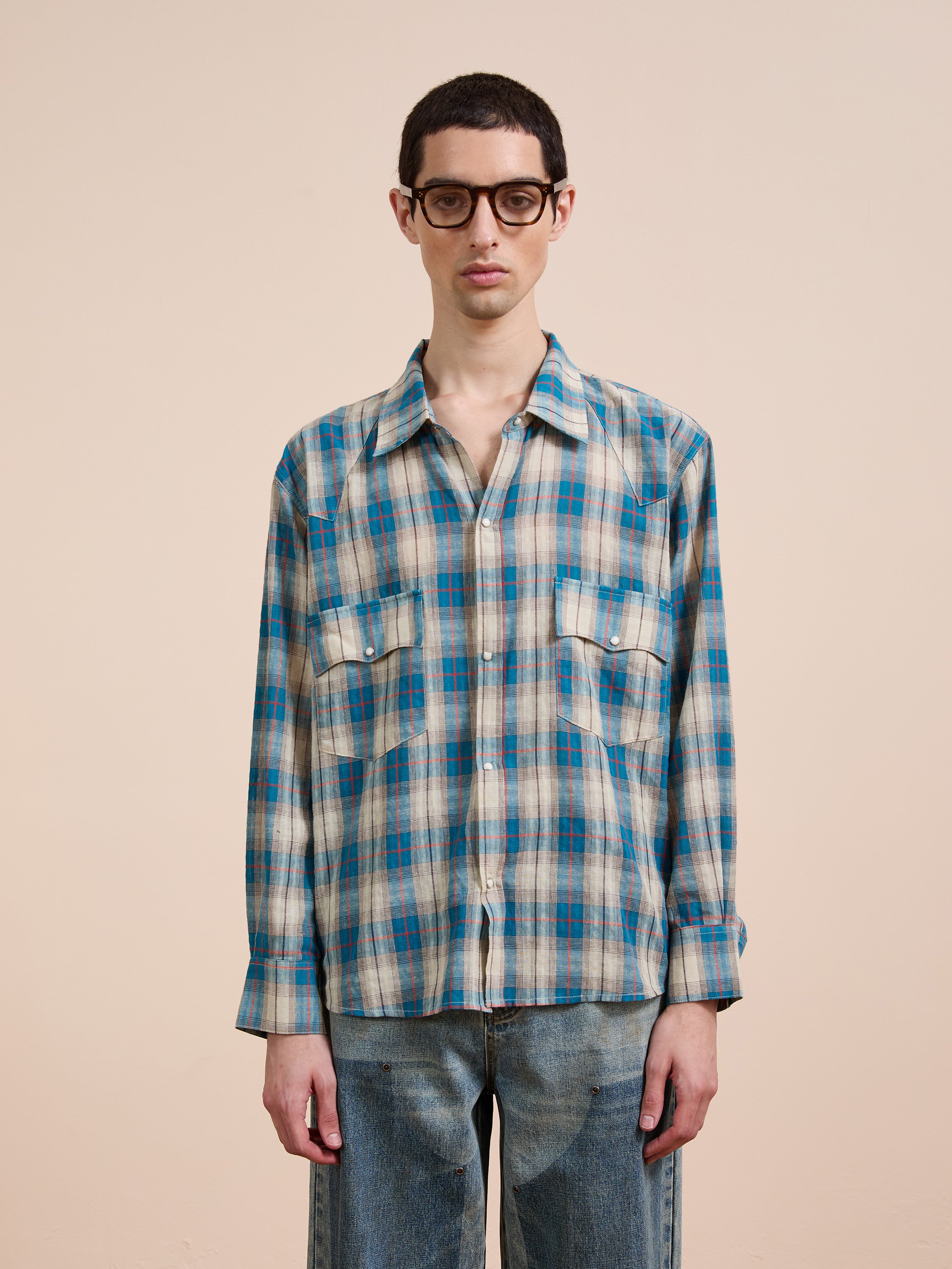 Western Plaid Snap Button Shirt | Modern Menswear by yycbvcnbmmnbm
