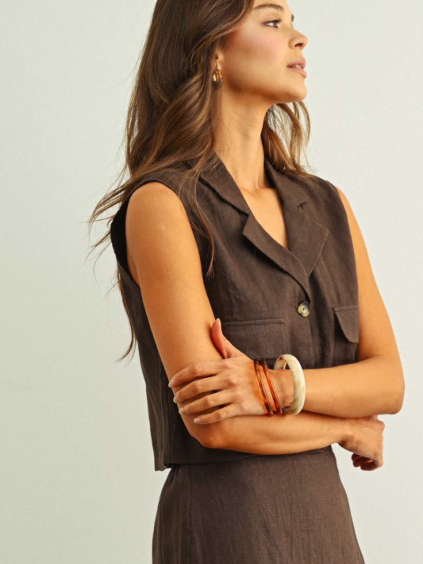 Linen Cargo Cropped Vest | Elegant Women's Fashion by coolavocek