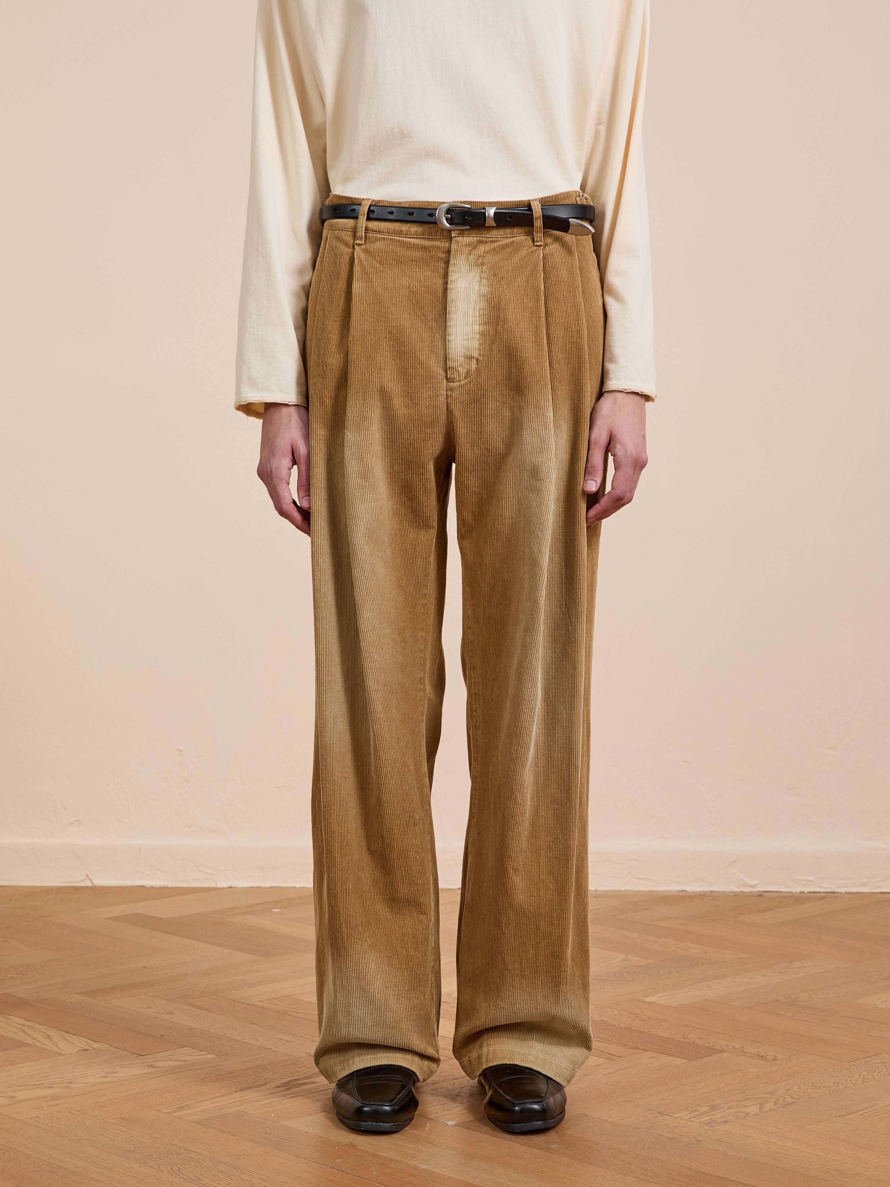 Faded Pleated Corduroy Pants | Modern Menswear by yycbvcnbmmnbm