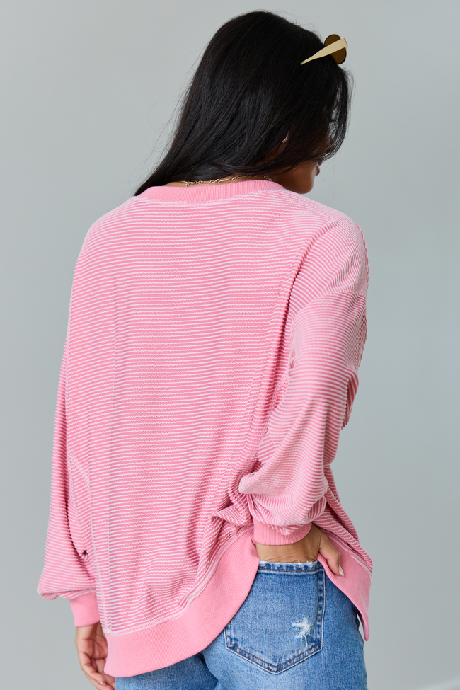 Melanie Pink Striped Pullover SALE | Elegant Women's Fashion by coolavocek