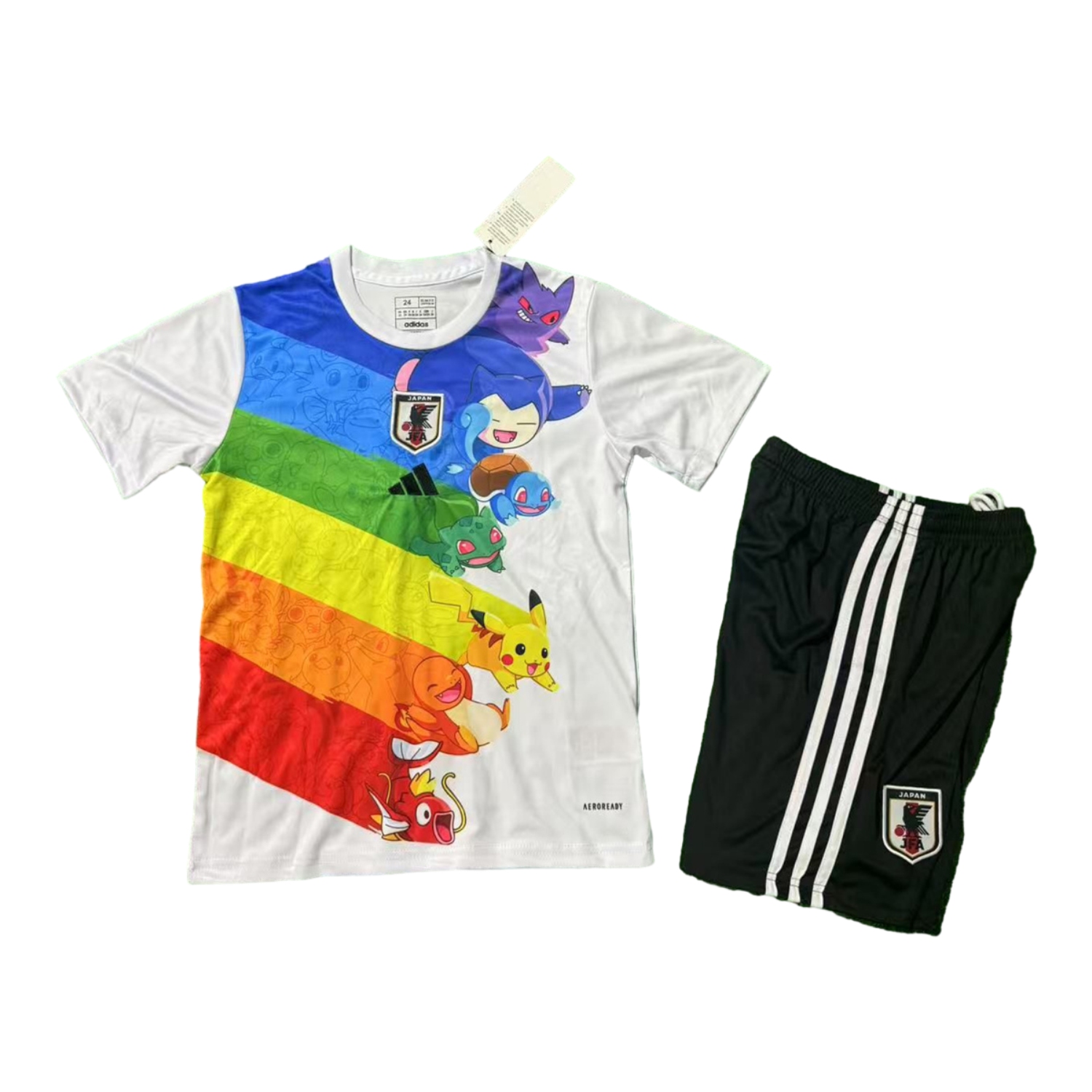 AlphaJersey-Japan 25-26 Pokemon Rainbow White Kids Kit