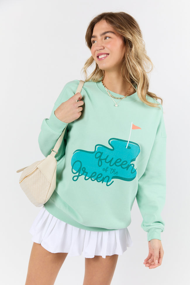 Queen Of The Green Mint Graphic Sweatshirt | Elegant Women's Fashion by coolavocek